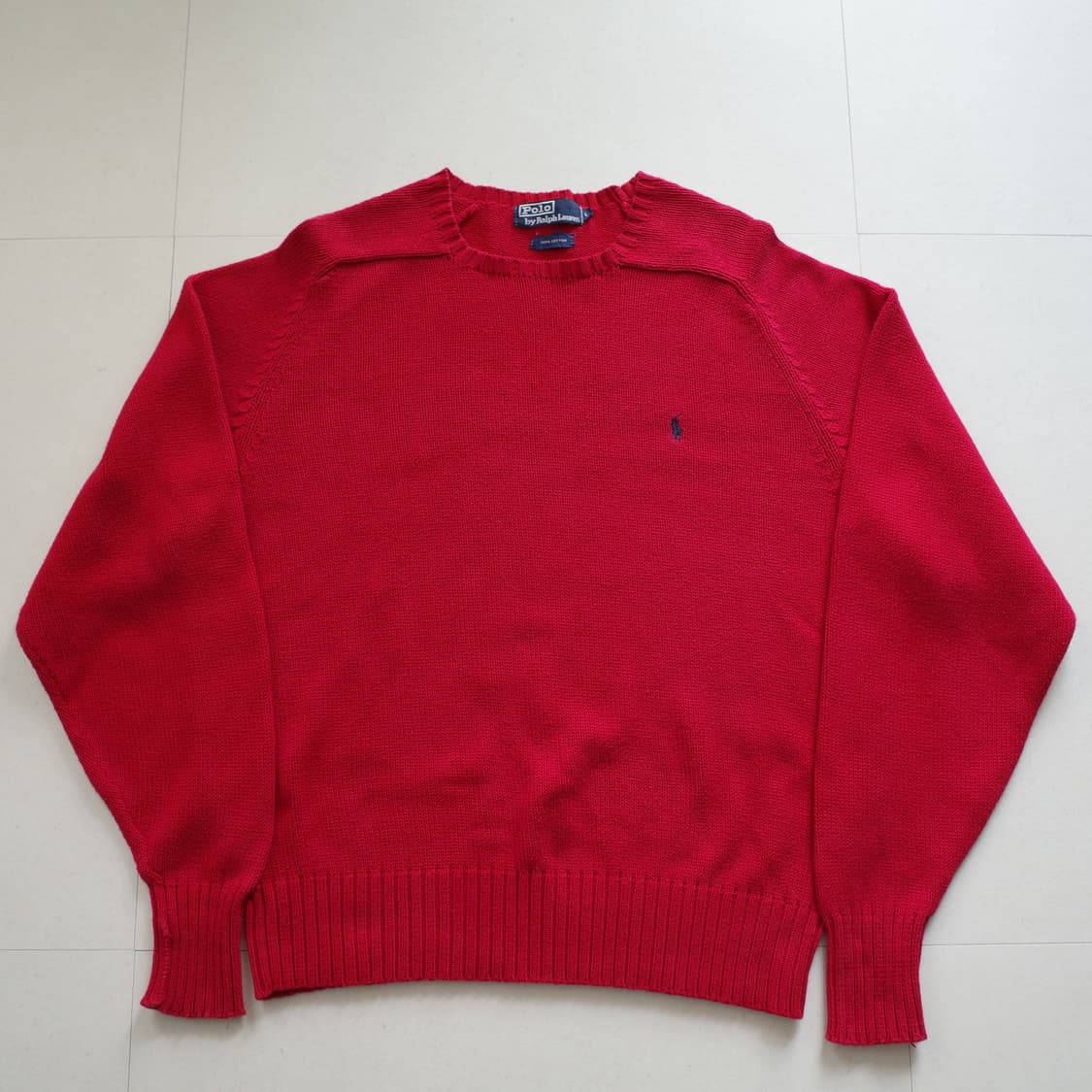 폴로 랄프로렌 레드 코튼 스웨터 L (90s) 상품이미지1