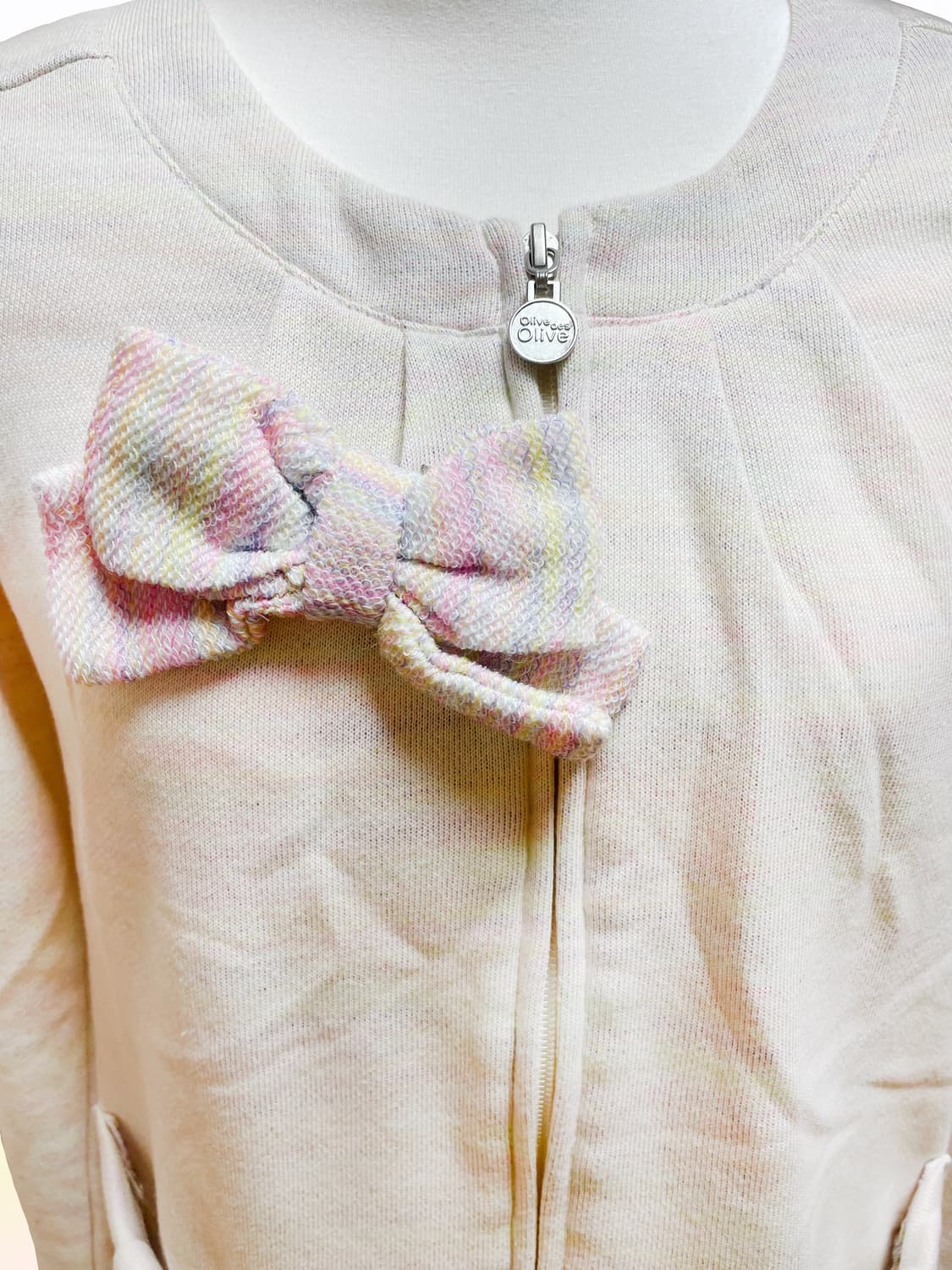 올리브데올리브 러블리 리본 포켓 무지개 집업 상품이미지1