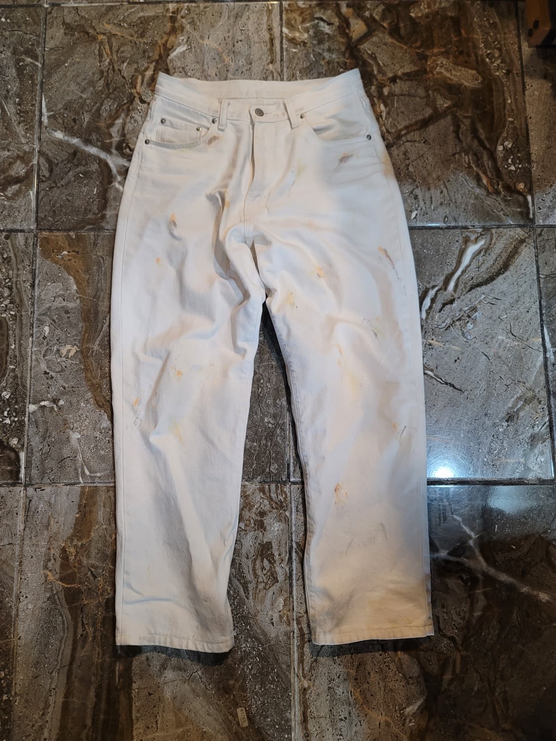 더블알엘 더티 워싱 화이트 데님 팬츠 상품이미지2
