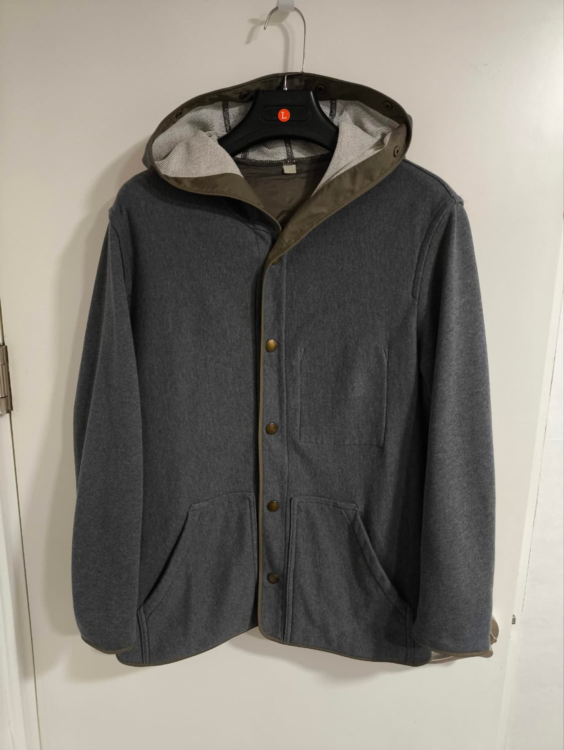 L 버버리 버튼 후드 자켓 그레이 내피 상품이미지1