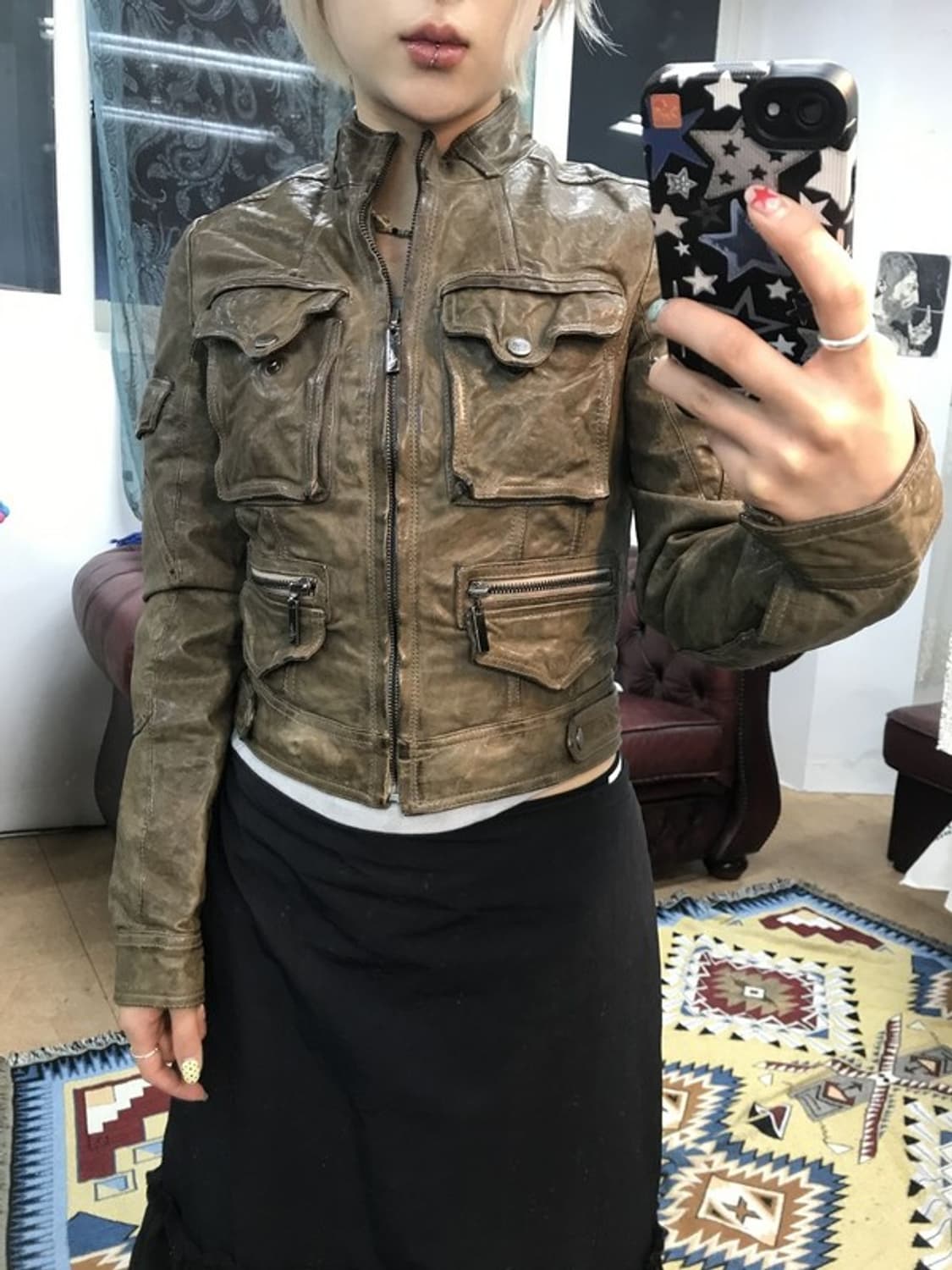 빈티지 에이징 멀티포켓 라이더자켓 상품이미지3