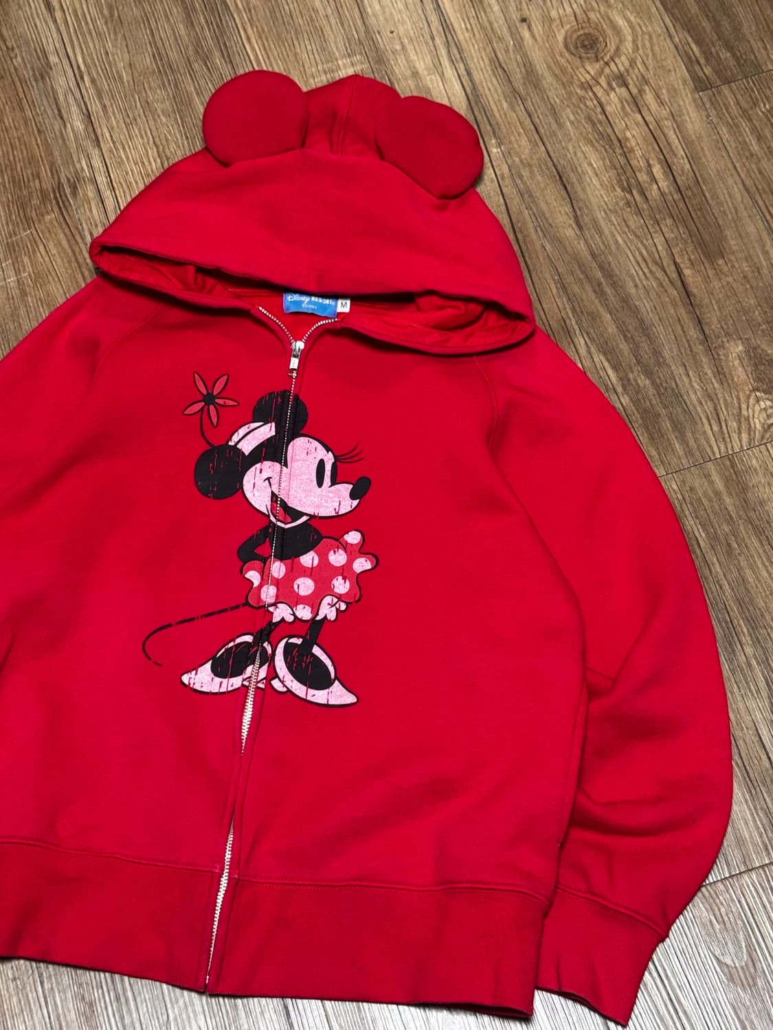 디즈니 도쿄 미니마우스 빈티지 핑크 후드집업 상품이미지1