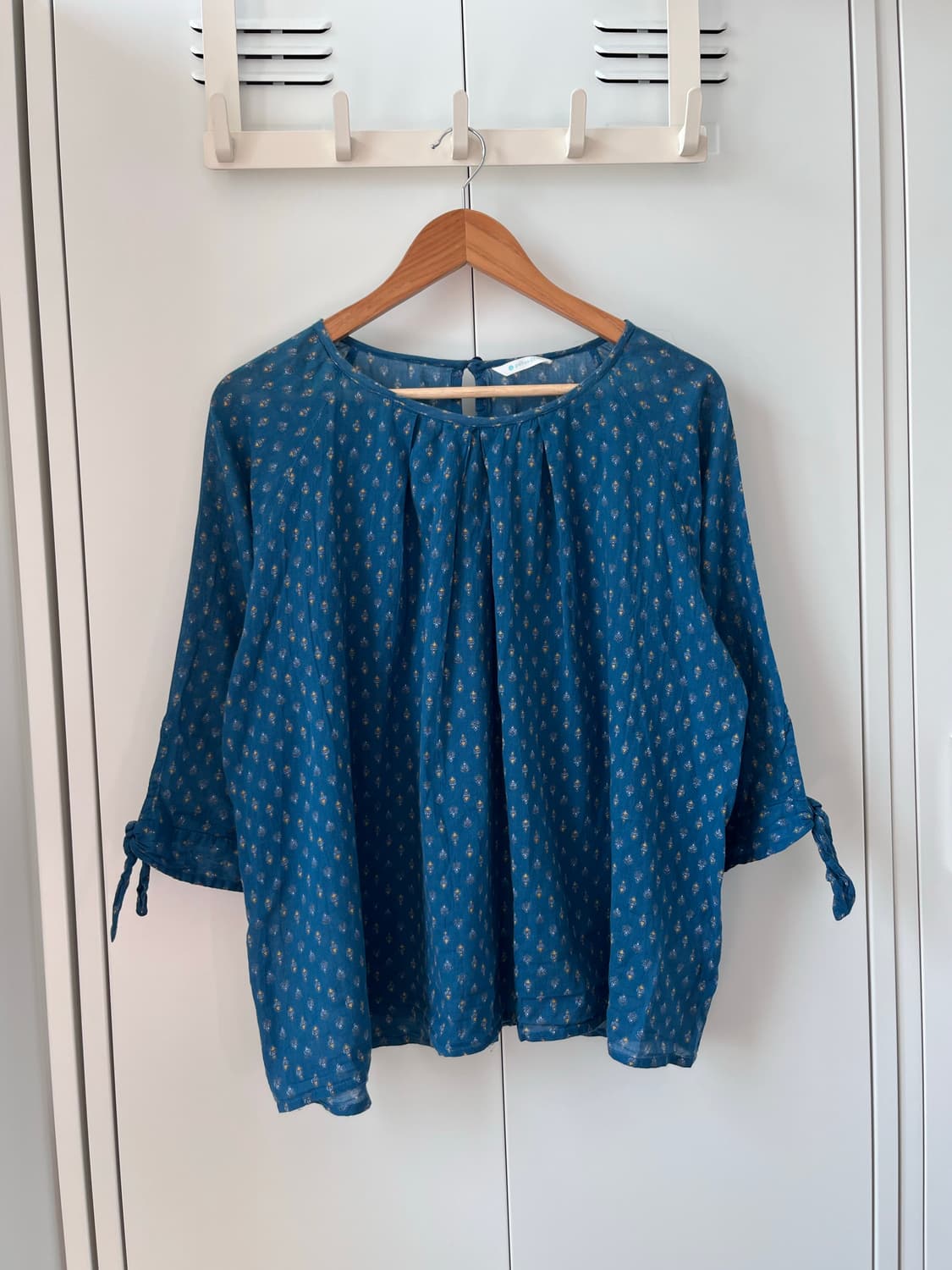 Persodea 스즈코 아오이유우 청록 패턴 블라우스 상품이미지4