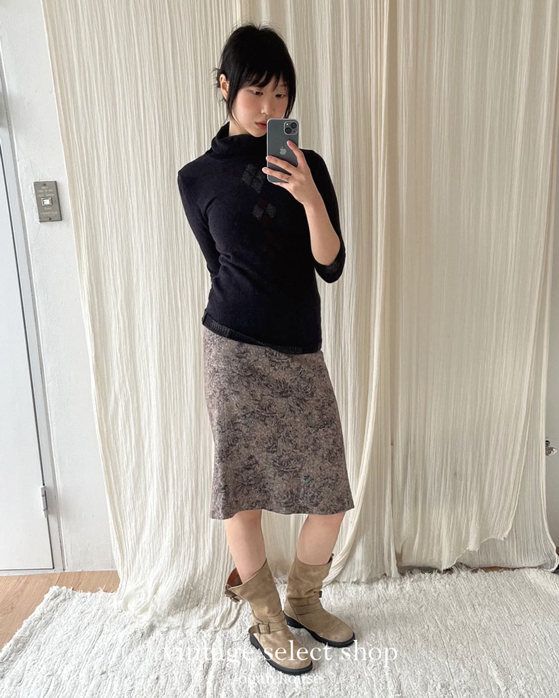 vintage argyle turtleneck knit top 상품이미지1