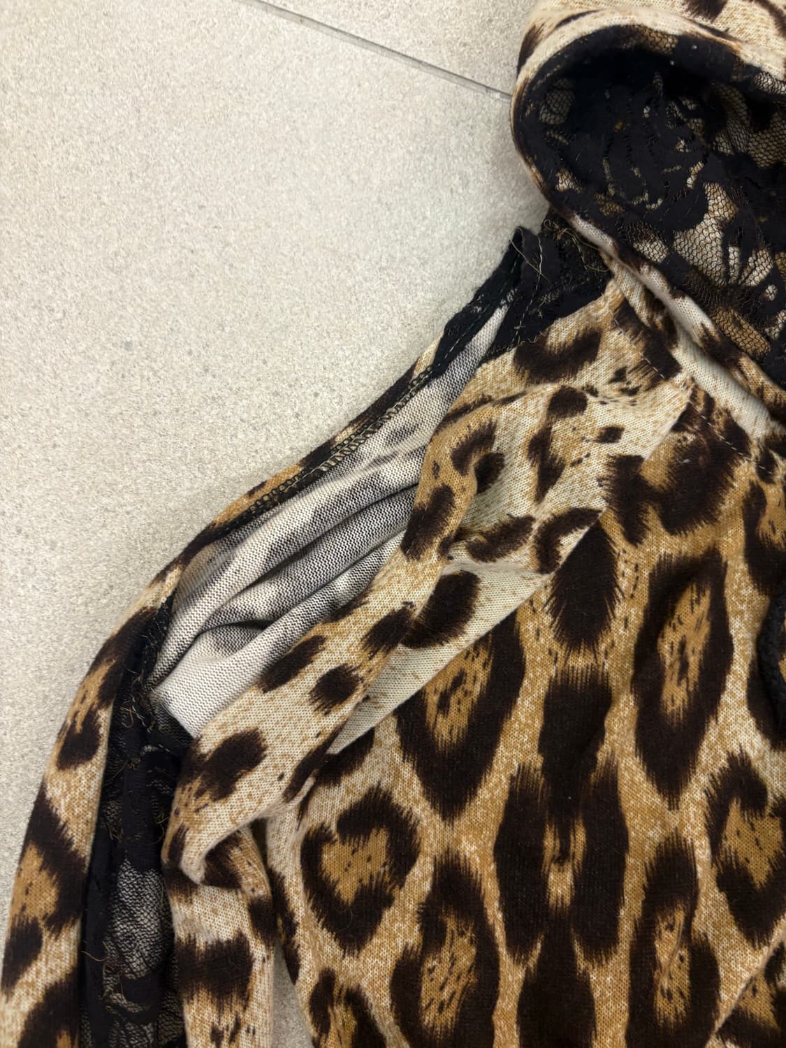 레오파드 오프숄더 레이스 원피스 상품이미지3