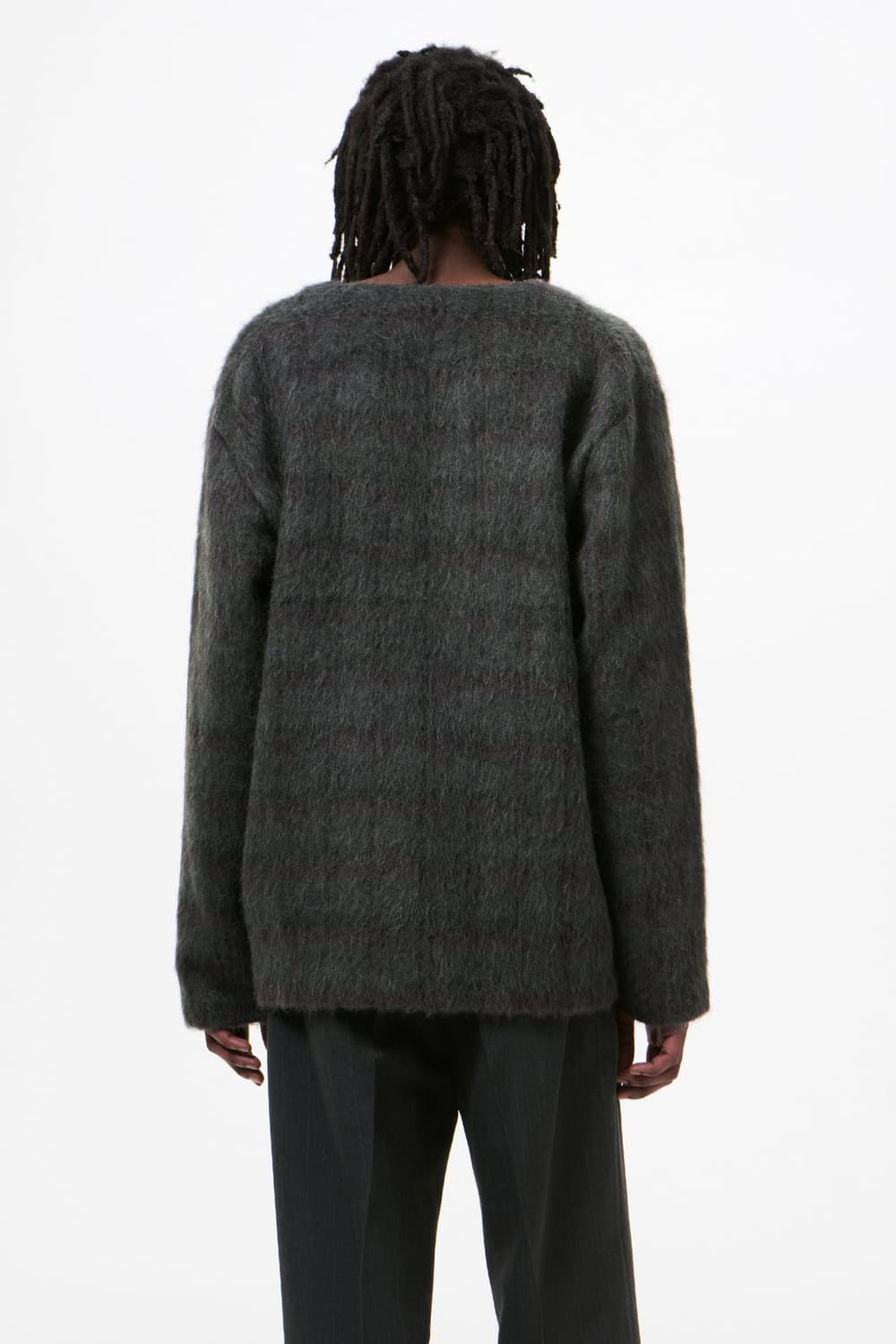 [46,48,50,52]아워레가시 26ss 체크 헤어리 가디건/그레이 상품이미지4