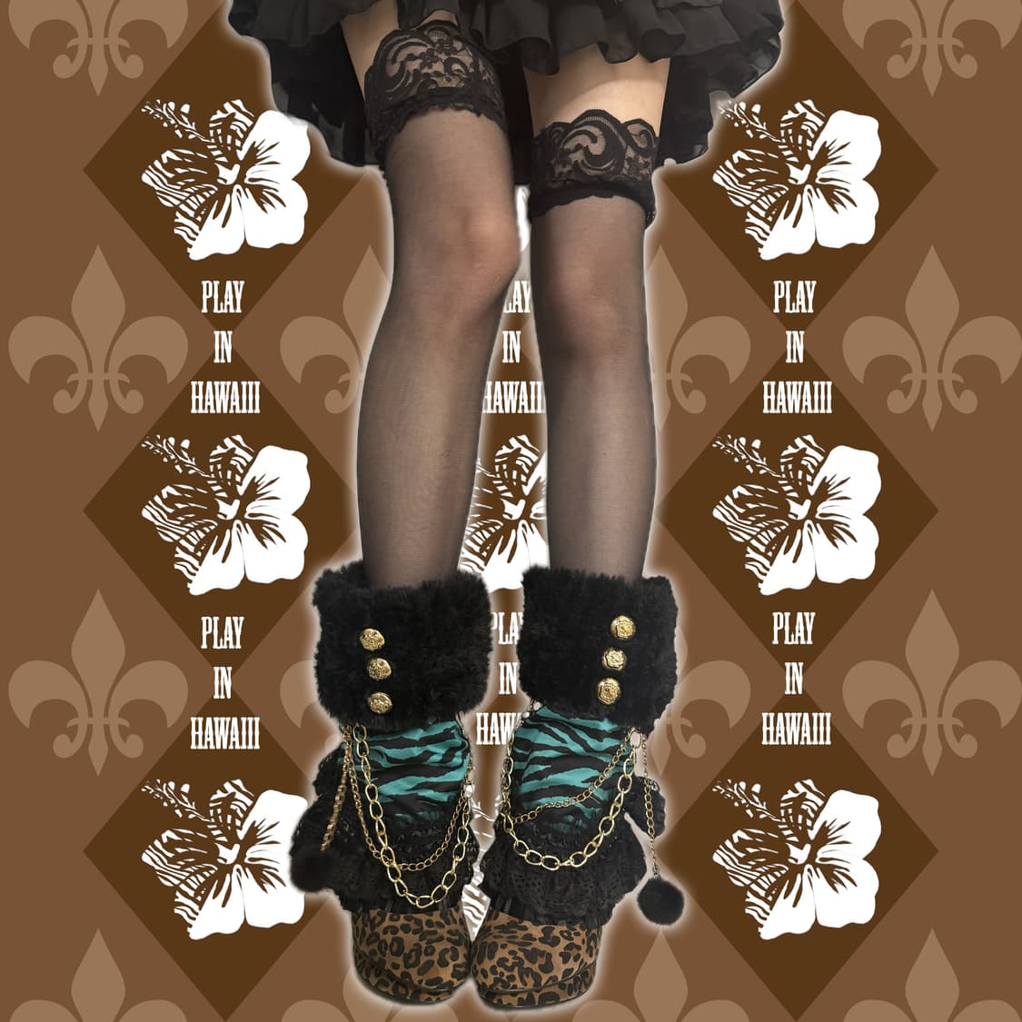 갸루 지브라 퍼 레그워머 Zebra fur leg warmer ☆* 상품이미지2