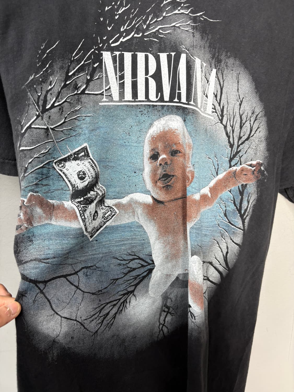 빈티지 너바나 아트워크 그래픽 블랙 반팔 A3776 상품이미지3