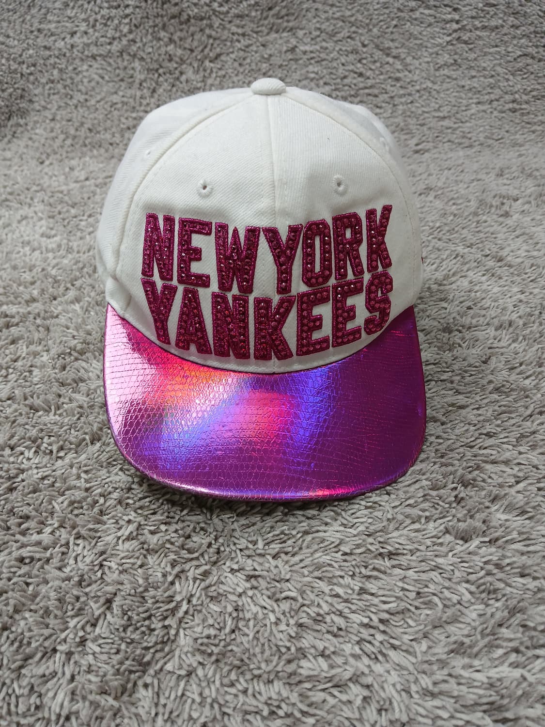 키즈 뉴욕 양키스 스냅백 핑크 메탈릭 챙모자 상품이미지1