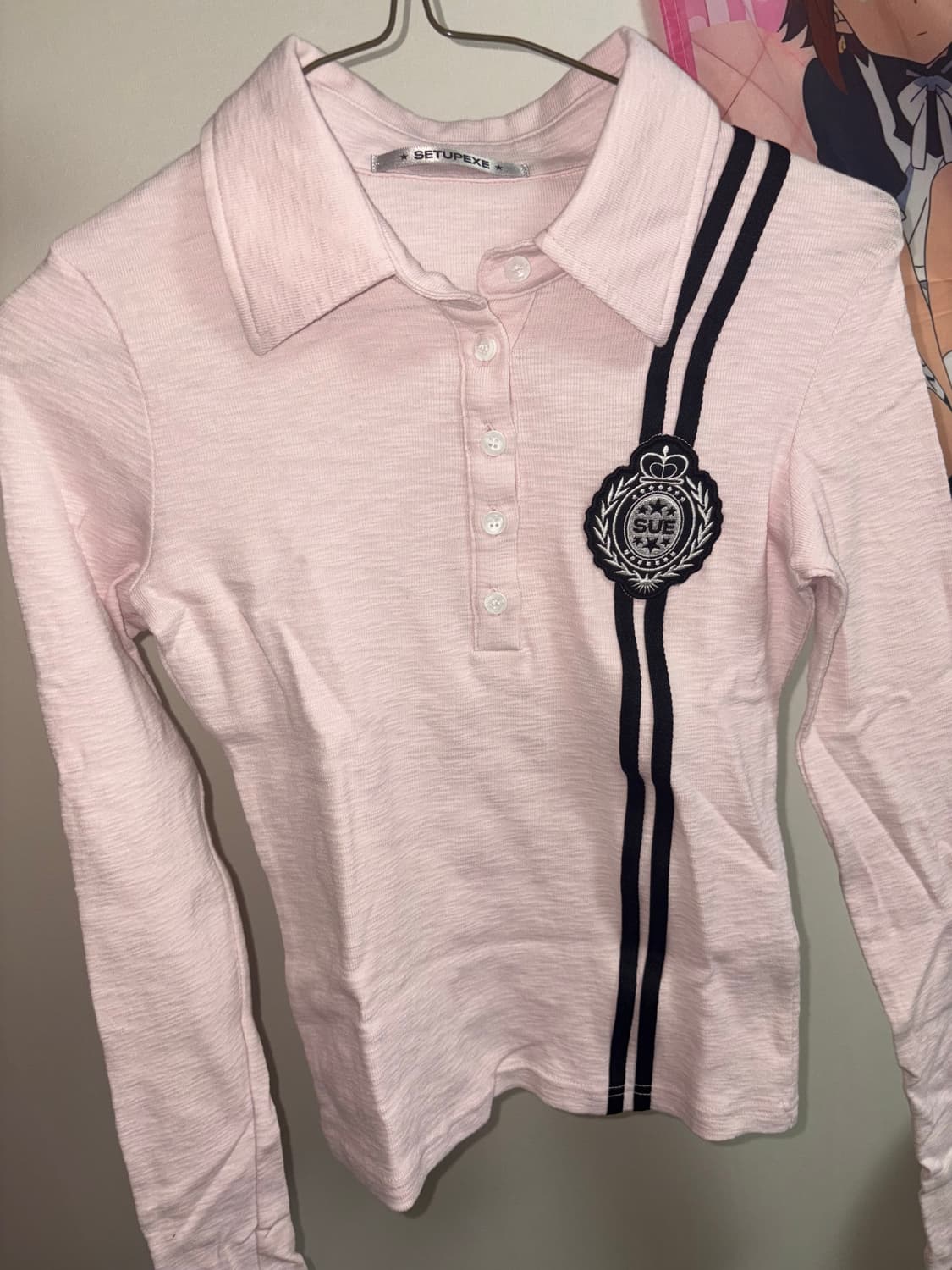 셋업이엑스이 waffen line collar tee baby pink 상품이미지2