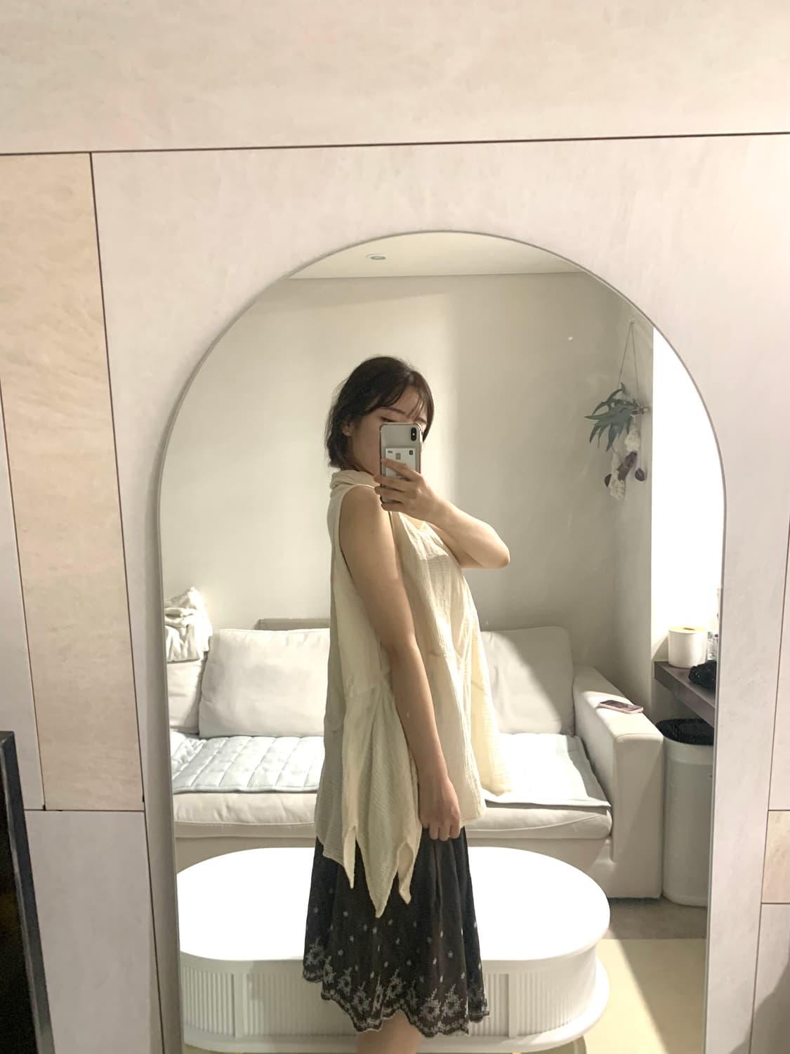 일본빈티지 코코모리 언발 후드가디건 슬리브리스 세트 상품이미지5