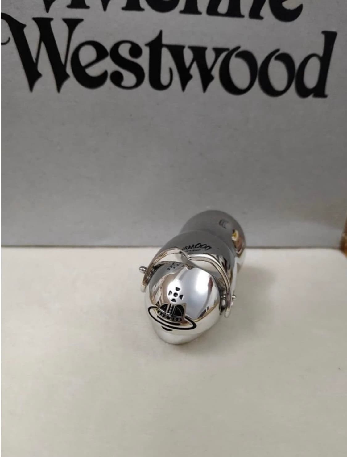 비비안웨스트우드 아카이브 블랙orb 각인 실버 너클링 반지 상품이미지3
