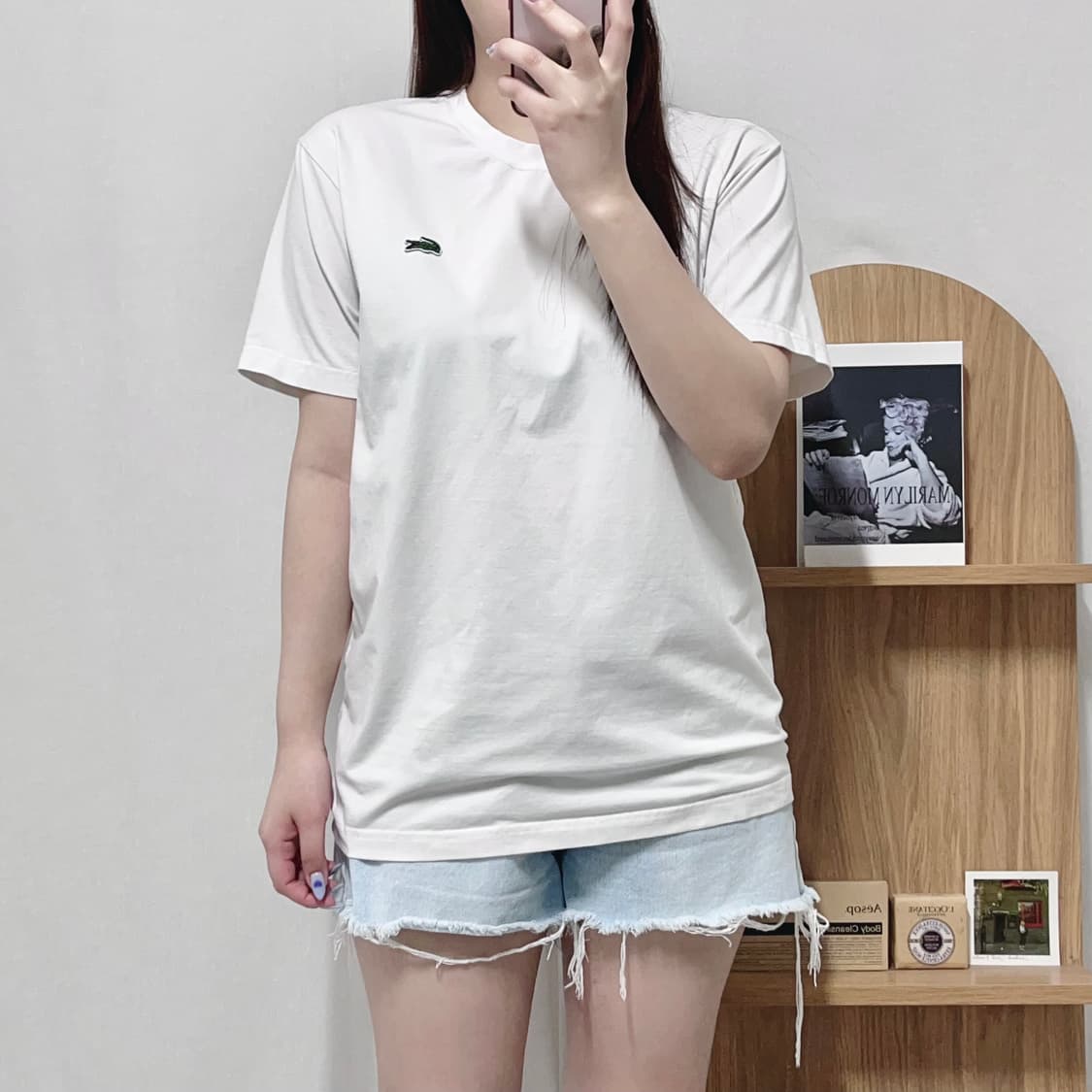 [정품] 라코스테 화이트 라운드 반팔티 [ L ] 상품이미지2