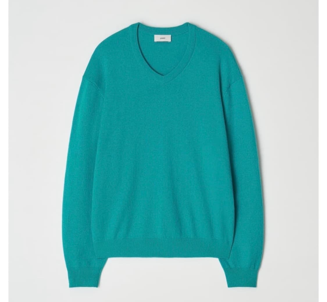 [L] 파세르 릴렉스 크롭 브이넥 니트 터쿼이즈 터콰이즈 상품이미지1