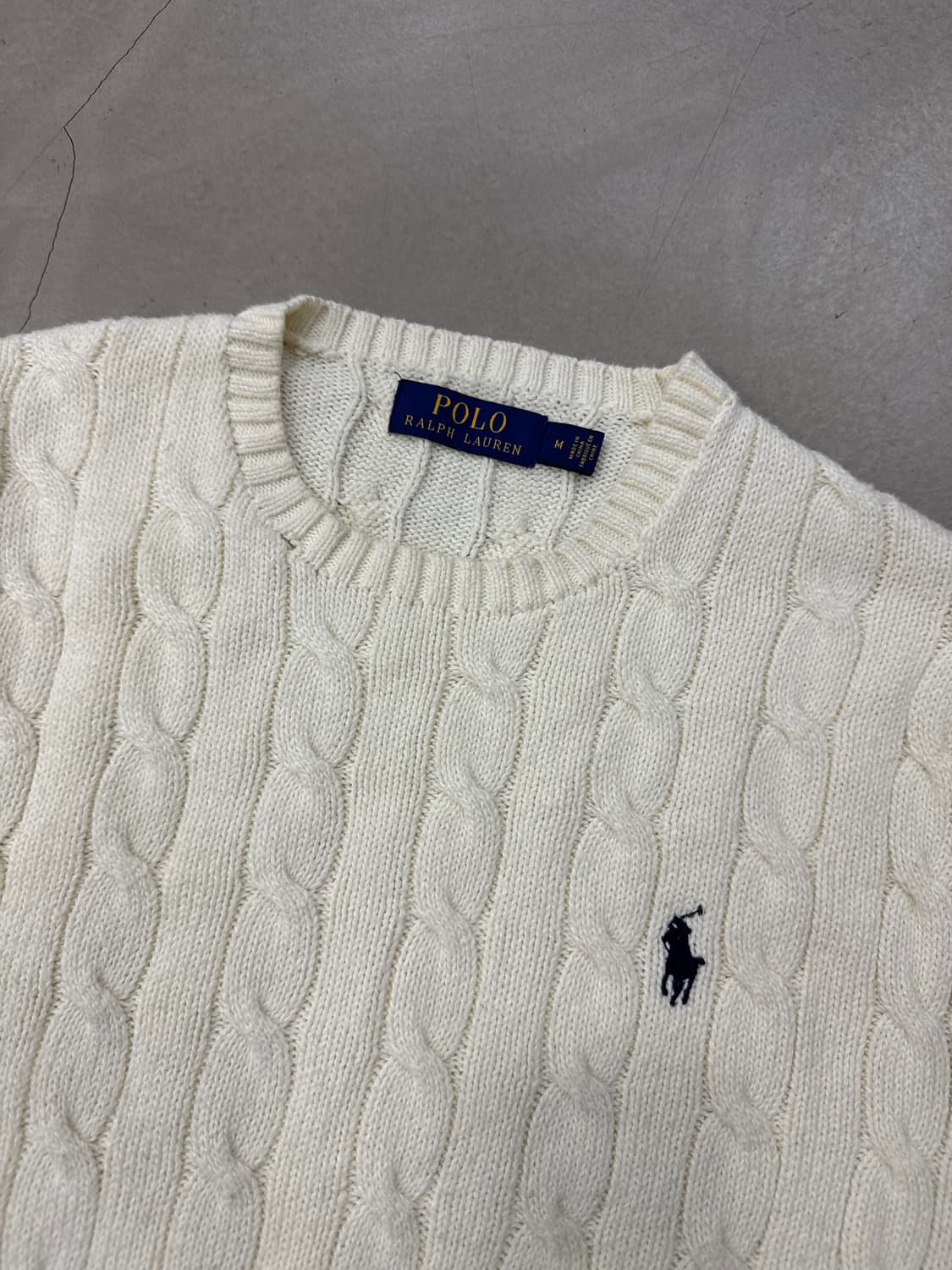 폴로 케이블 니트 화이트 M 상품이미지2