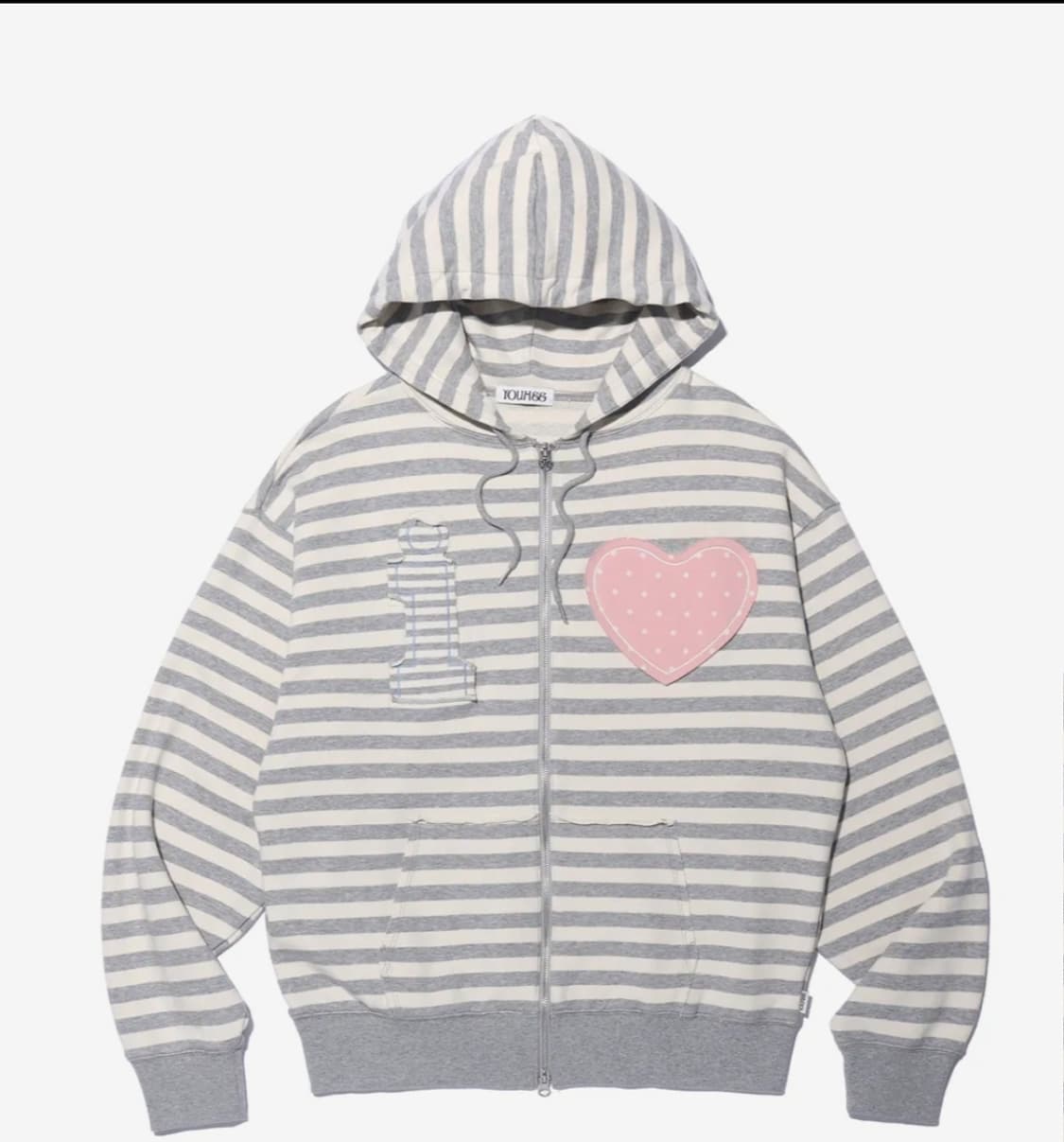 유희 스트라이프 후드집업 멜란지 그레이 샬롬클럽 코이세이오 오호스 지초이 상품이미지3