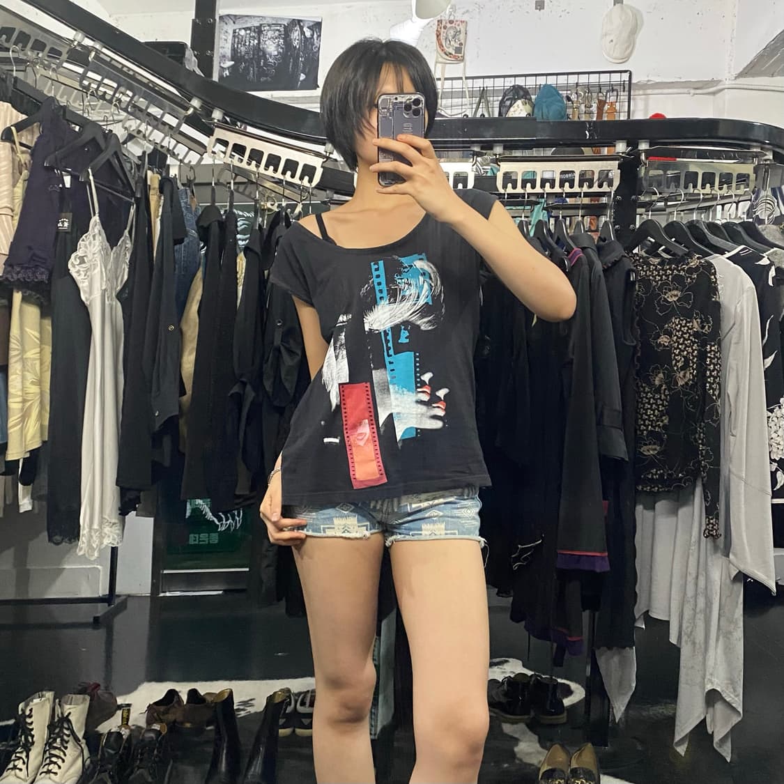 Diesel 그래픽 포켓 디테일 오픈넥 티셔츠 상품이미지8