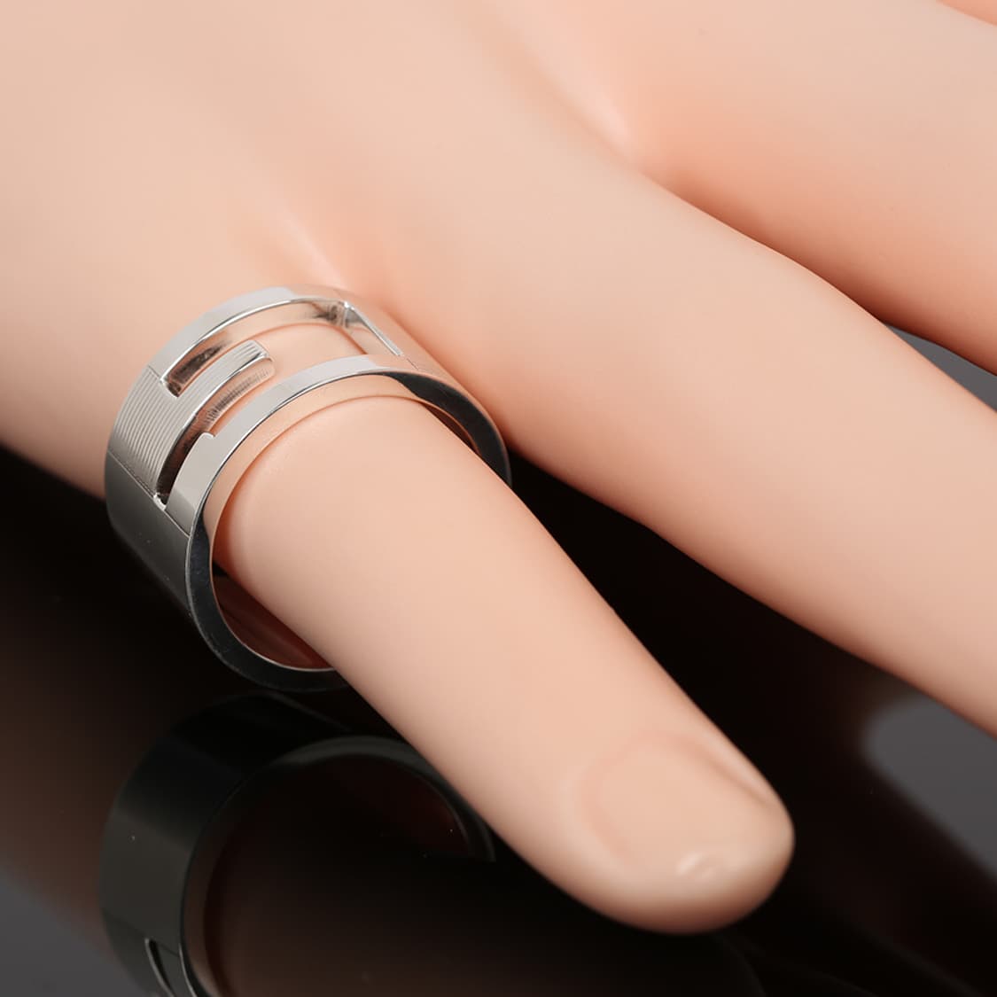 구찌 실버반지 G 컷아웃 와이드 반지 G로고 실버링 17호 상품이미지5