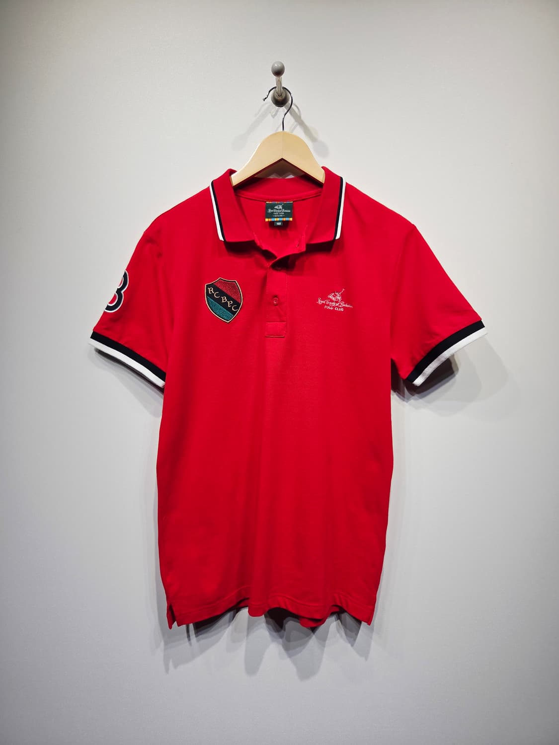 폴로클럽. 남자 레드 반팔 카라티_100 상품이미지1