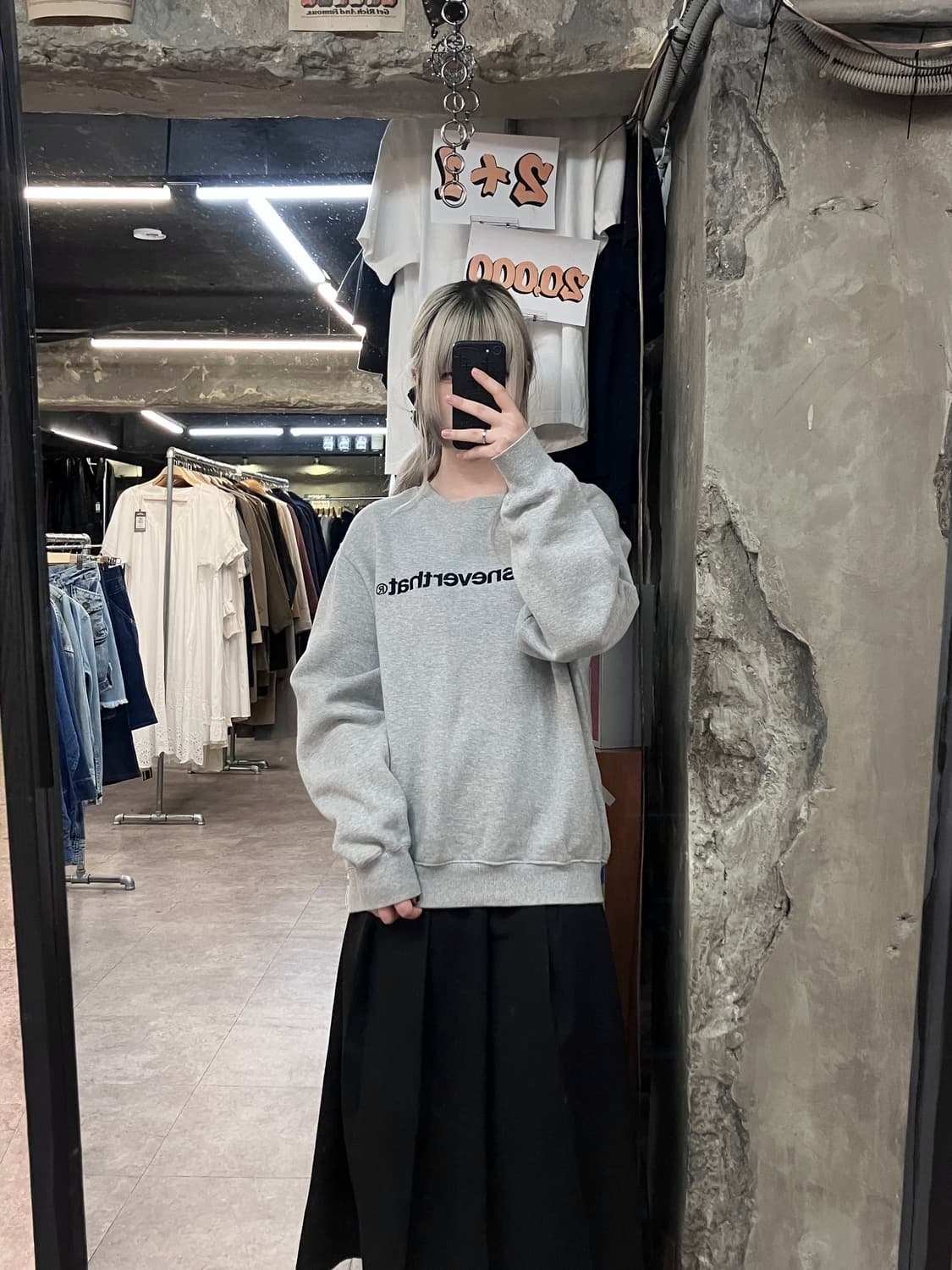 디스이즈네버댓 자수 로고 기모 맨투맨 그레이 S #csz3868 상품이미지2