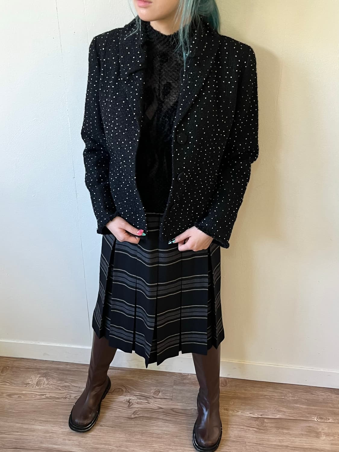 CECI OU CELA 도트 트위드 자켓 상품이미지6