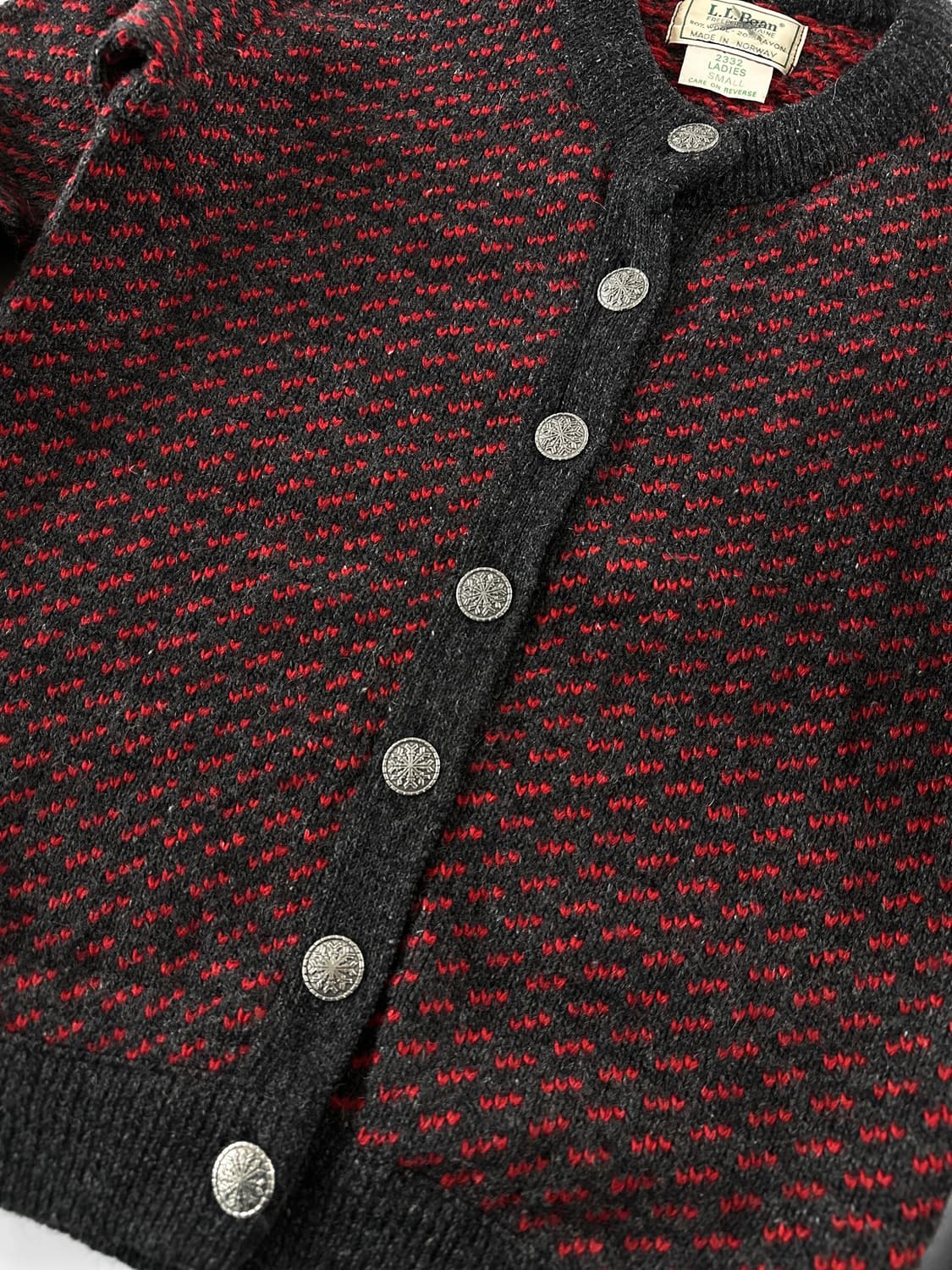 80s 빈티지 엘엘빈 버드아이 패턴 울 가디건 상품이미지6