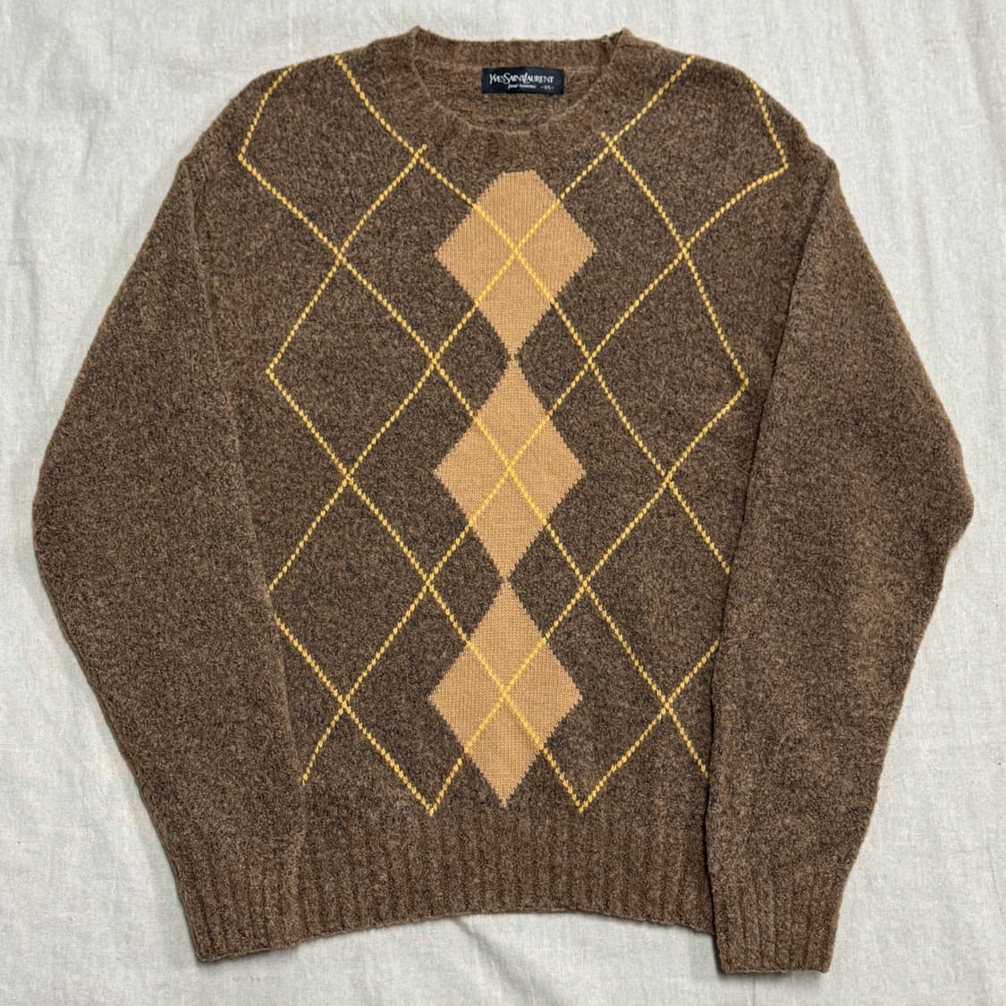 입생로랑 빈티지 90s 부클 아가일 니트 95(100) 상품이미지1