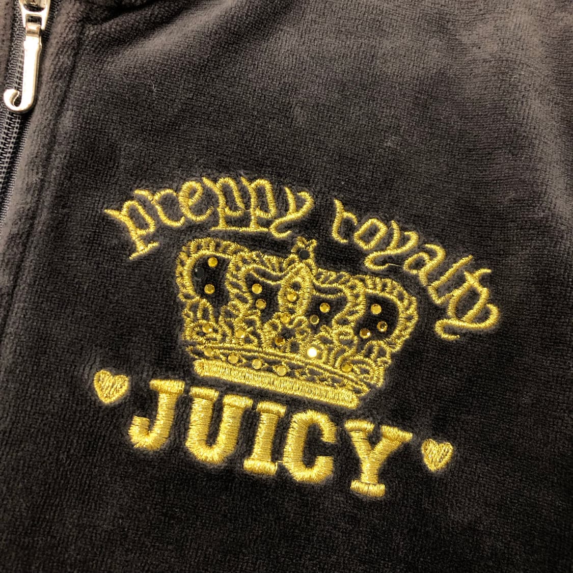 쥬시꾸뛰르 Y2K 벨벳 빅로고 후드집업 상품이미지3