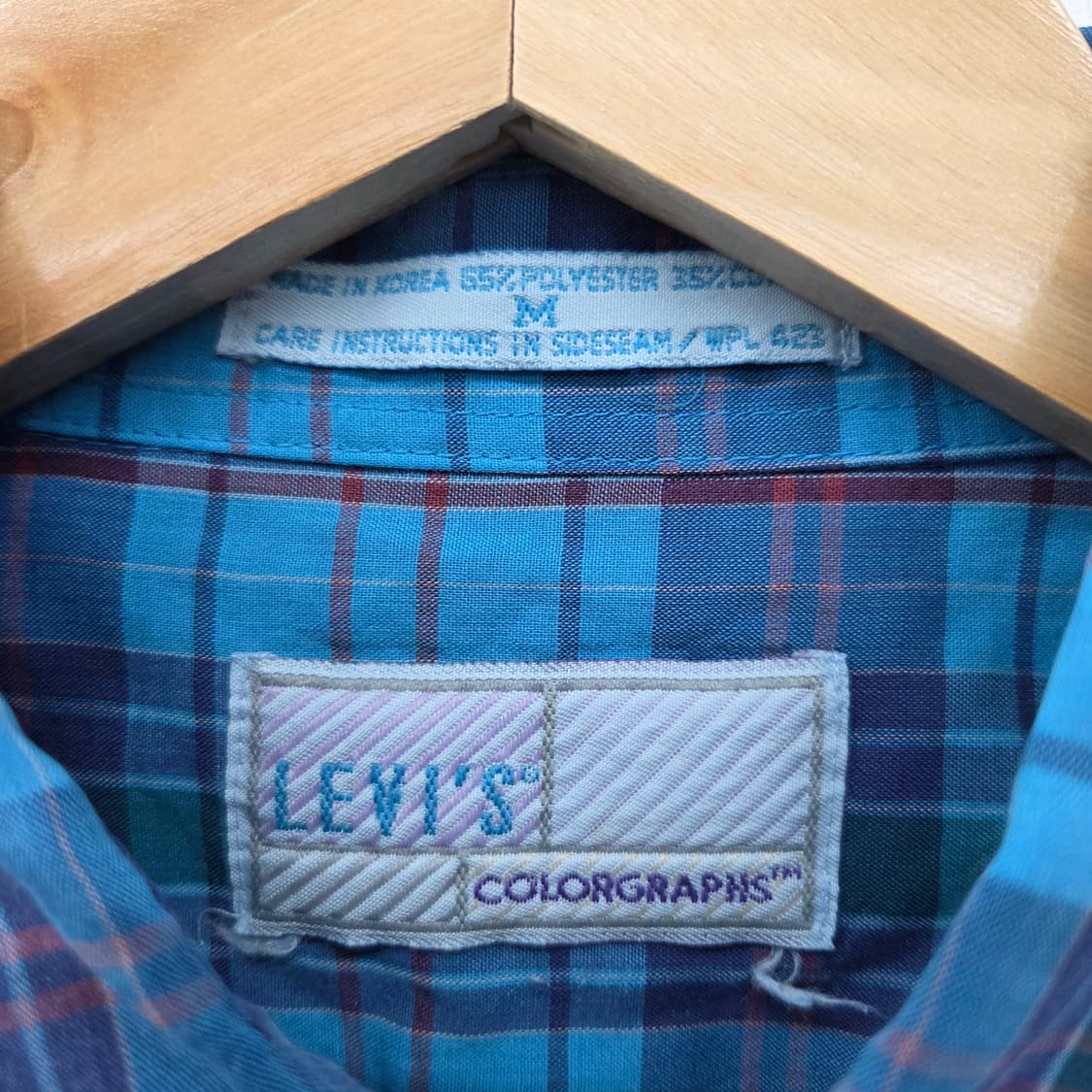 리바이스 청록색 체크 남방 셔츠 남성M 상품이미지3