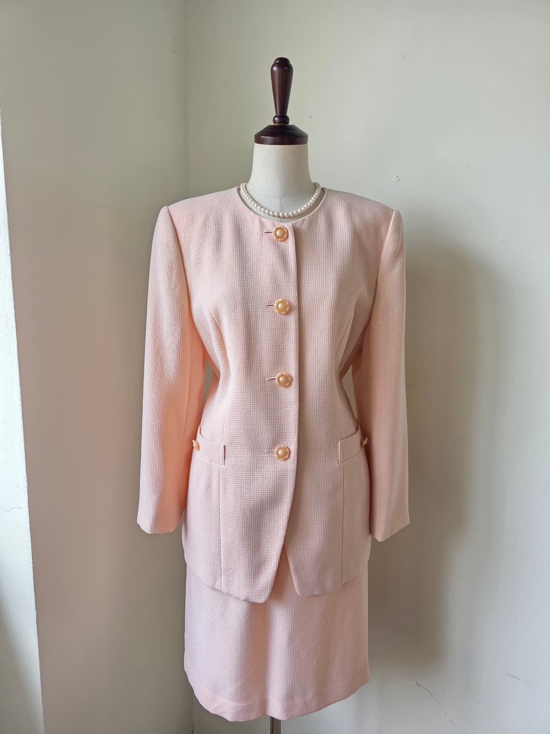 핑크 코랄 트위드 셋업 상품이미지1