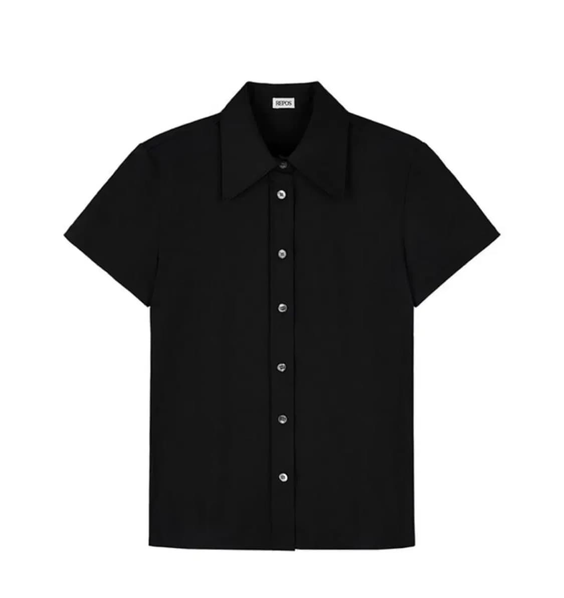REPOS 리포스 져지 실키 셔츠 블랙 2 상품이미지1
