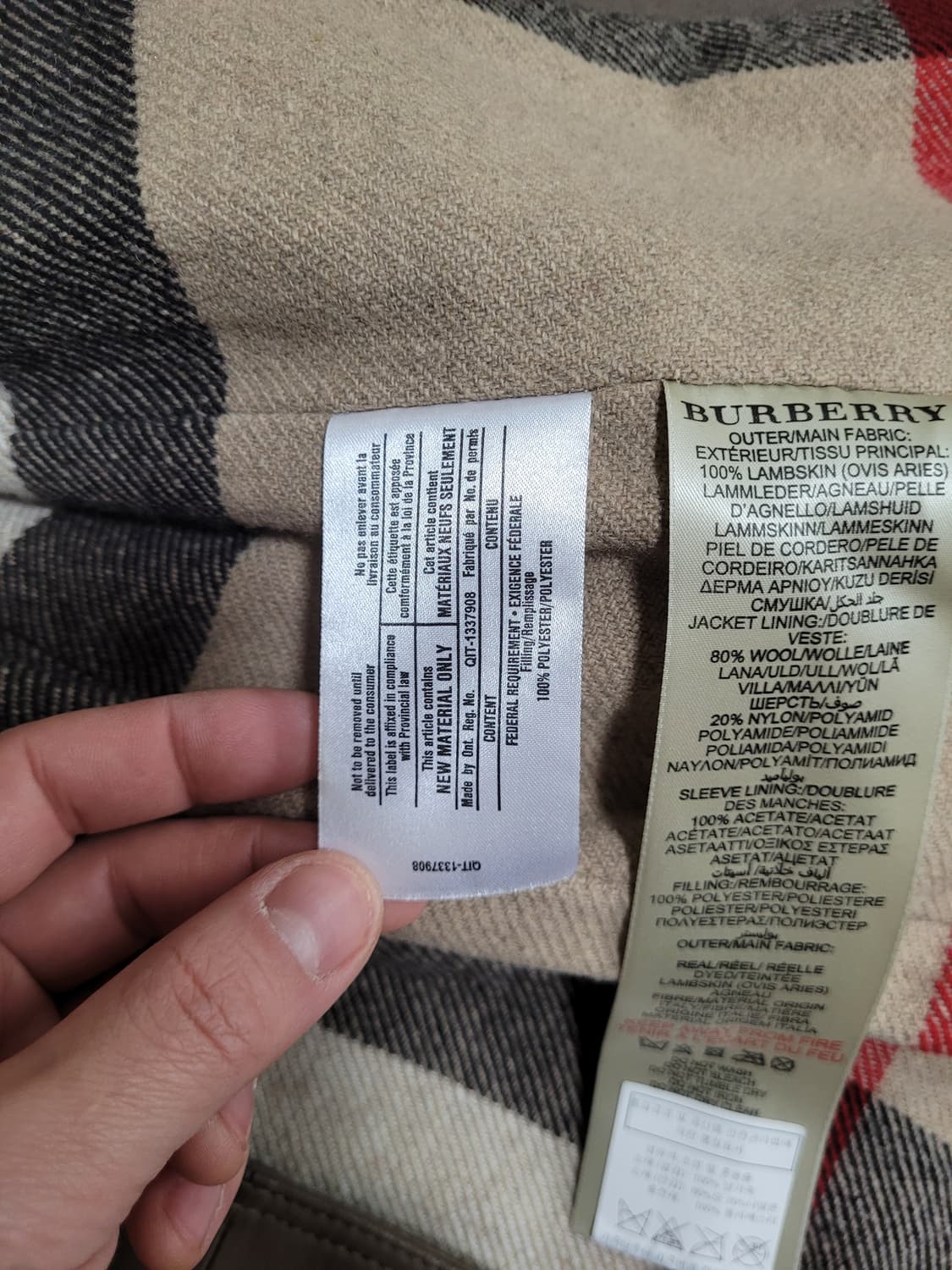 정품 버버리 램스킨 가죽 코트 상품이미지7