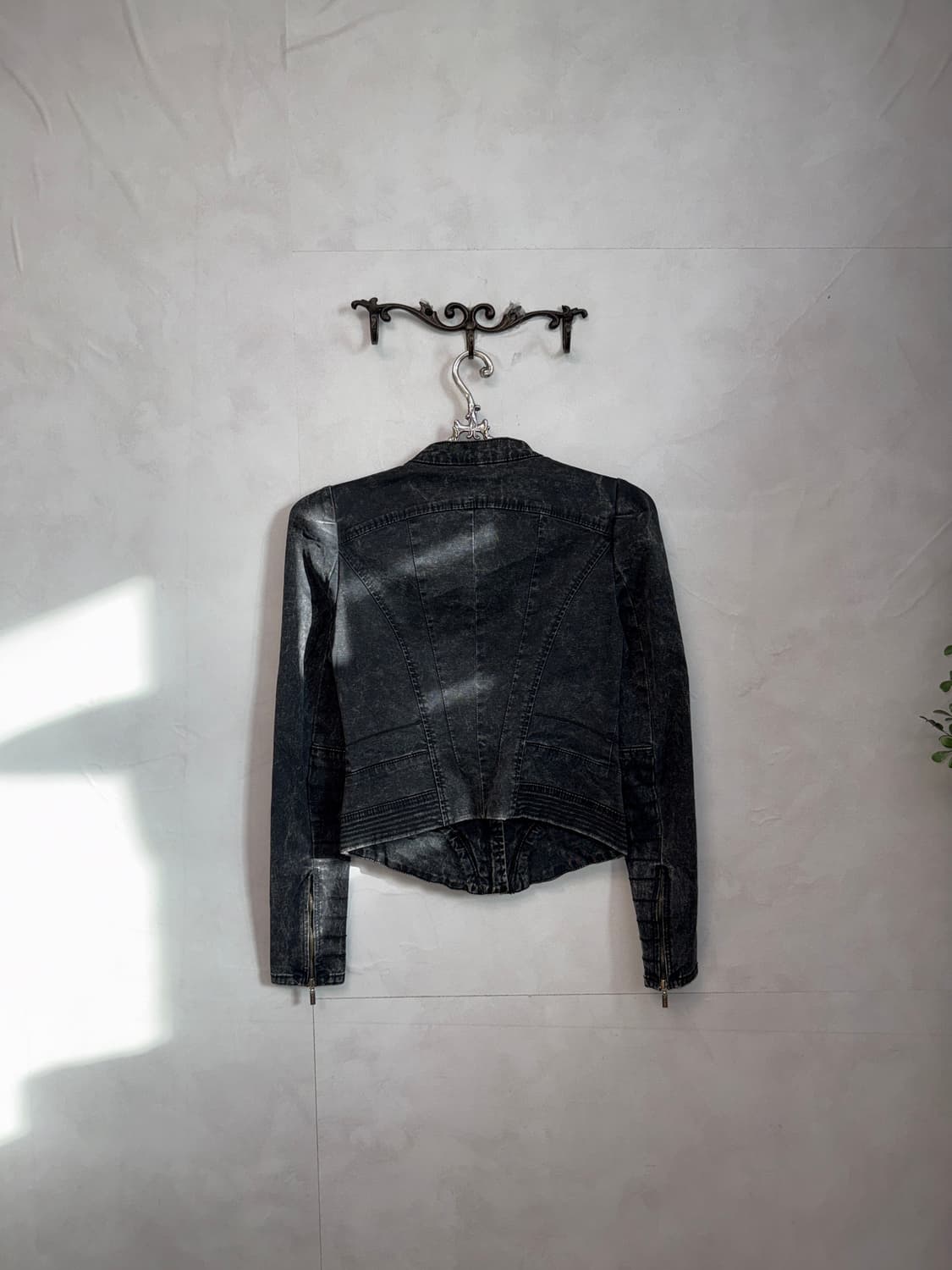 SISLEY black denim line zipper biker jk 상품이미지4
