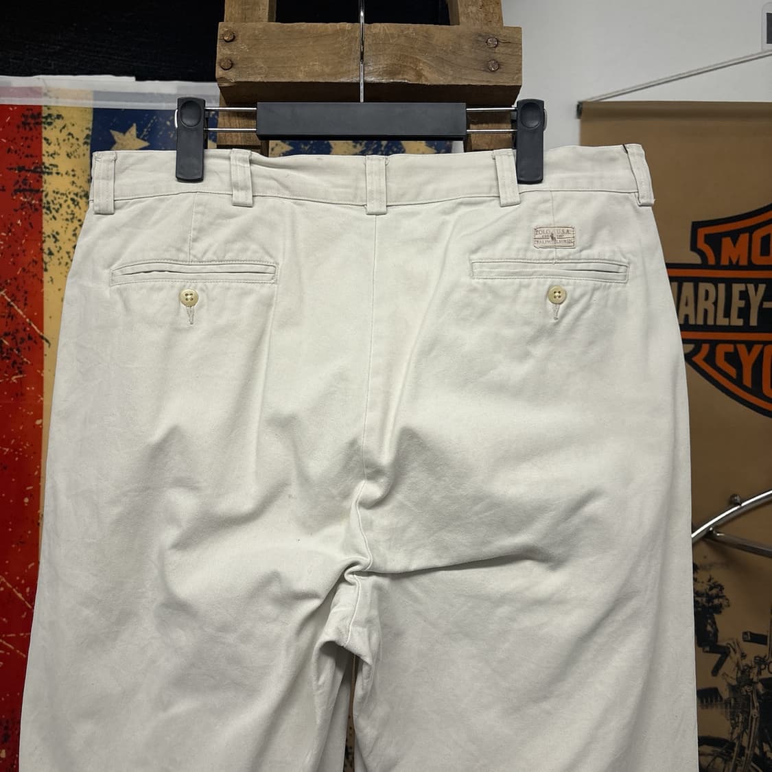 90s 폴로 랄프로렌 클래식 스모키화이트 코튼 치노팬츠 포니자수 N762 상품이미지7