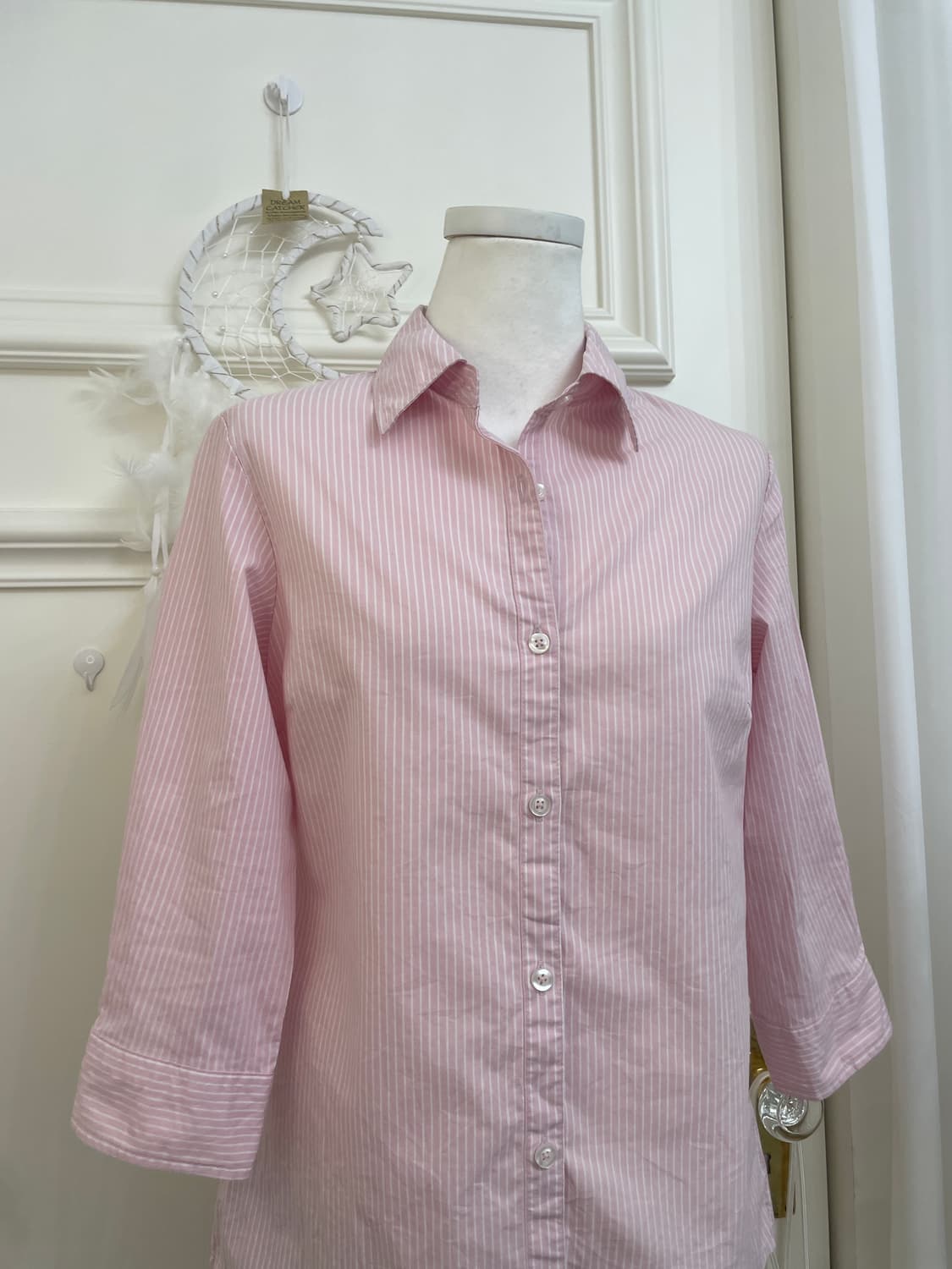 pink white stripe basic cotton shirt 상품이미지5