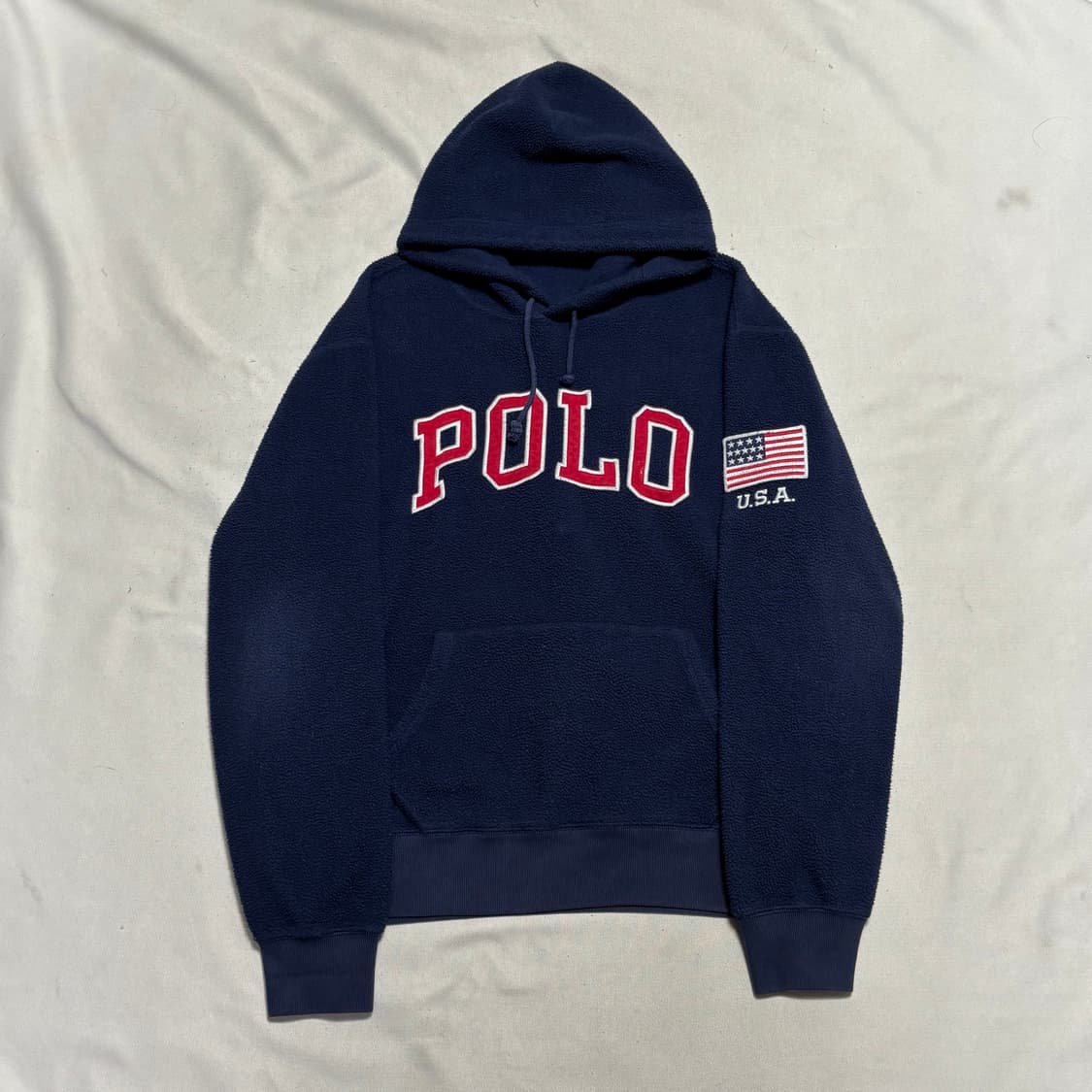 L 폴로랄프로렌 빅로고 성조기 네이비 플리스 후드티 상품이미지2