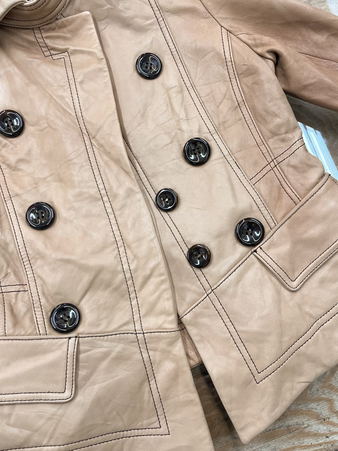 라레그로 더블 브레스티드 레더 자켓 상품이미지6