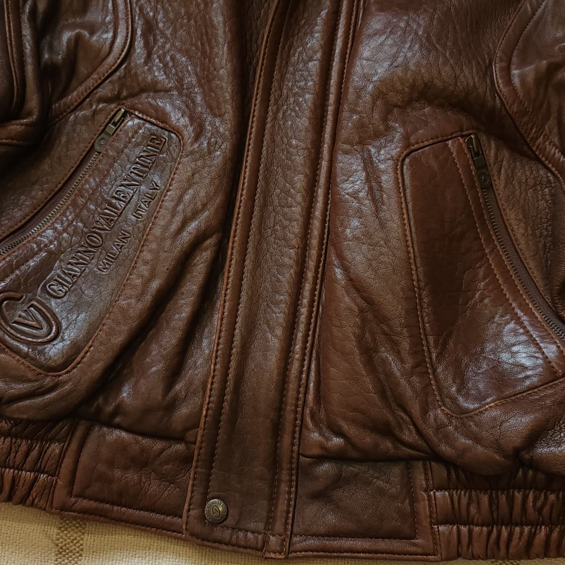 90s 지아니 발렌티노 빈티지 가죽자켓 레더 봄버 헤비레더 브라운 L 상품이미지6