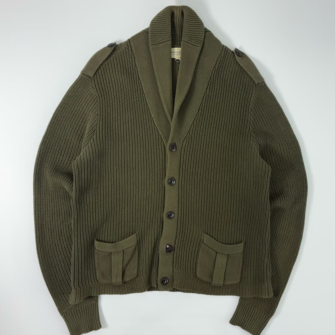 Polo  데님앤서플라이 카키 코튼 숄카라 니트 가디건  상품이미지1