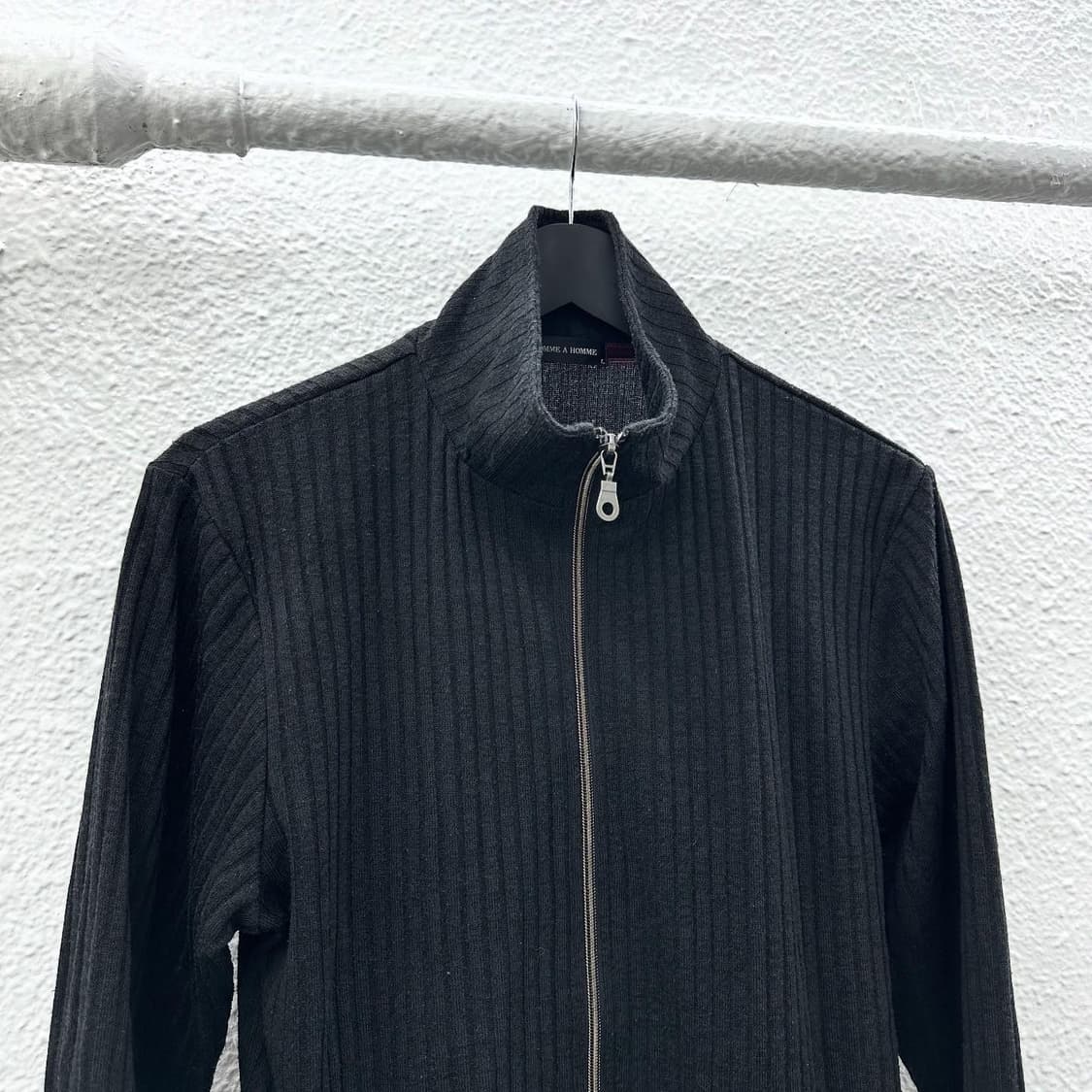 Formal black rib knit zip-up 상품이미지4