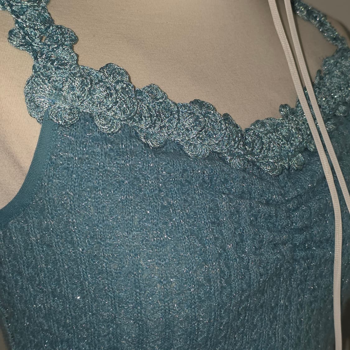 일본빈티지)민트모리걸st 히메갸루 레이스 니트 글리터 슬리브리스 상품이미지2