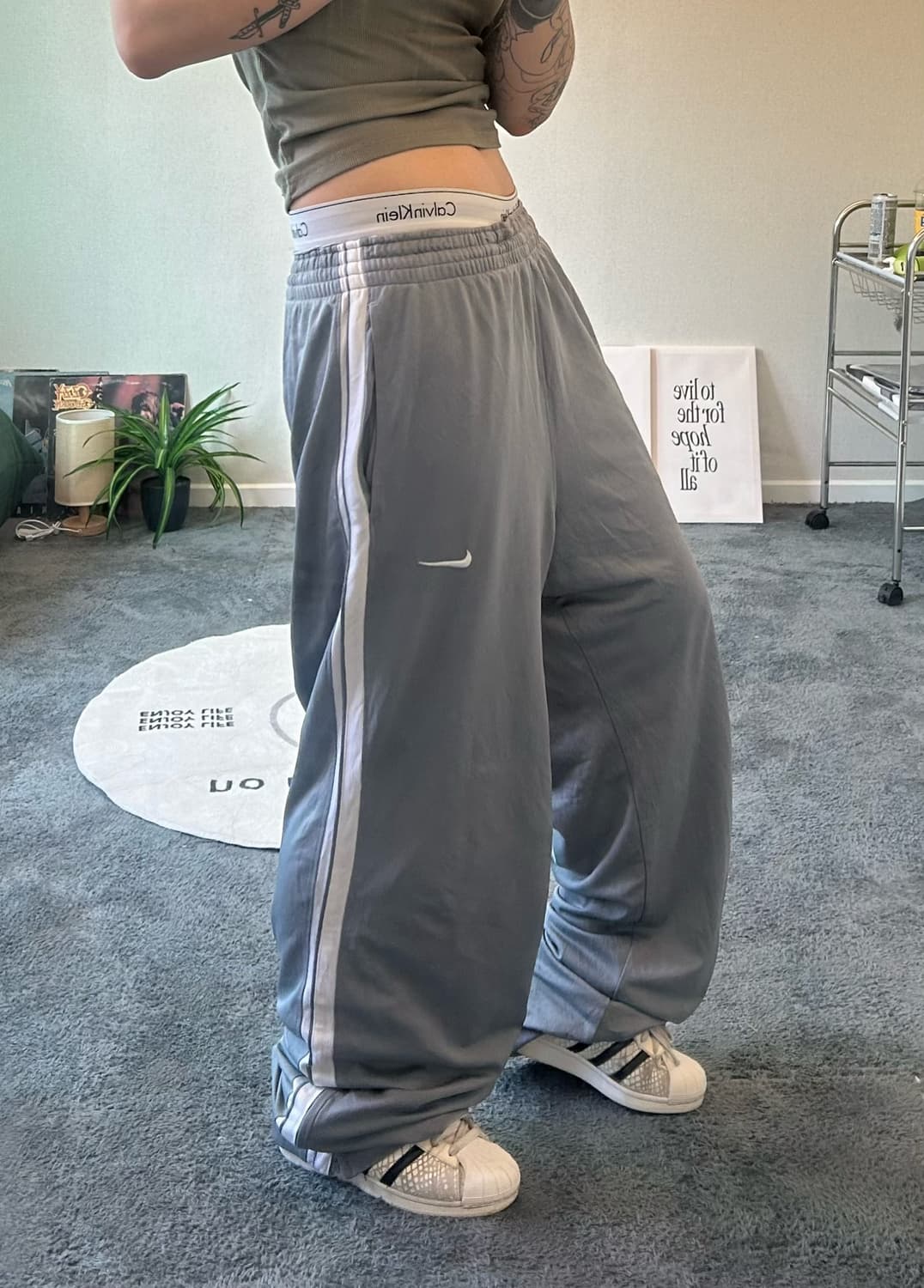 90s NIKE 올드스쿨 베스킷볼 그레이 져지트랙팬츠 상품이미지3