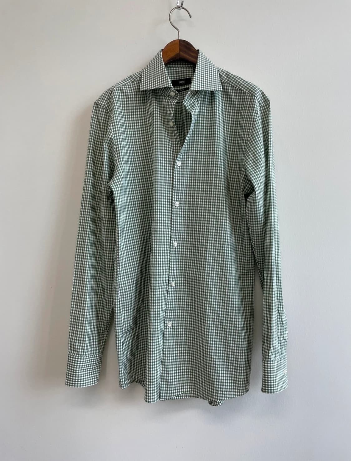 [HUGO BOSS] 보스 슬림핏 그린 깅엄 체크 셔츠 상품이미지1