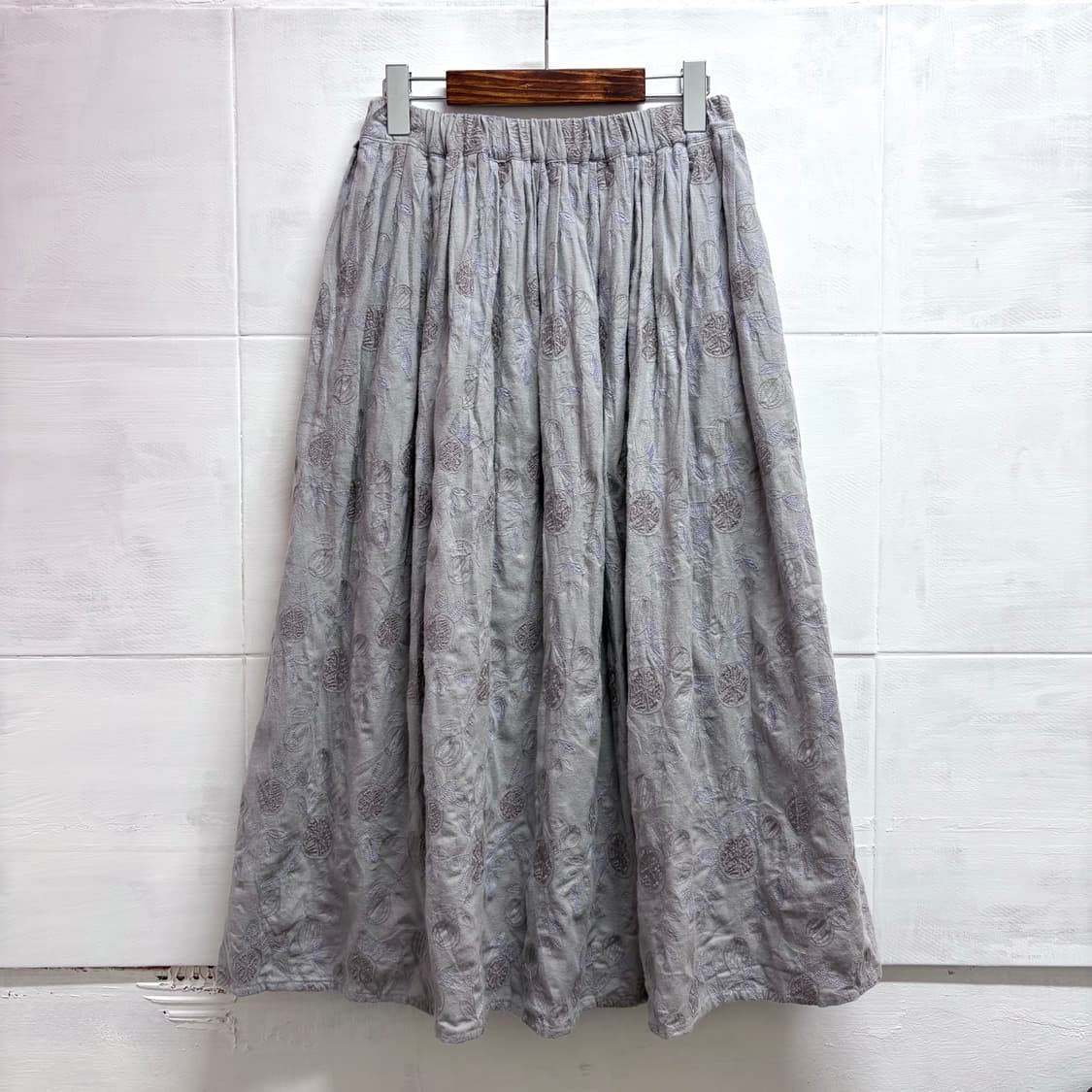 Brillage 자수 퍼플 코튼 플레어 롱스커트 JPN 상품이미지1