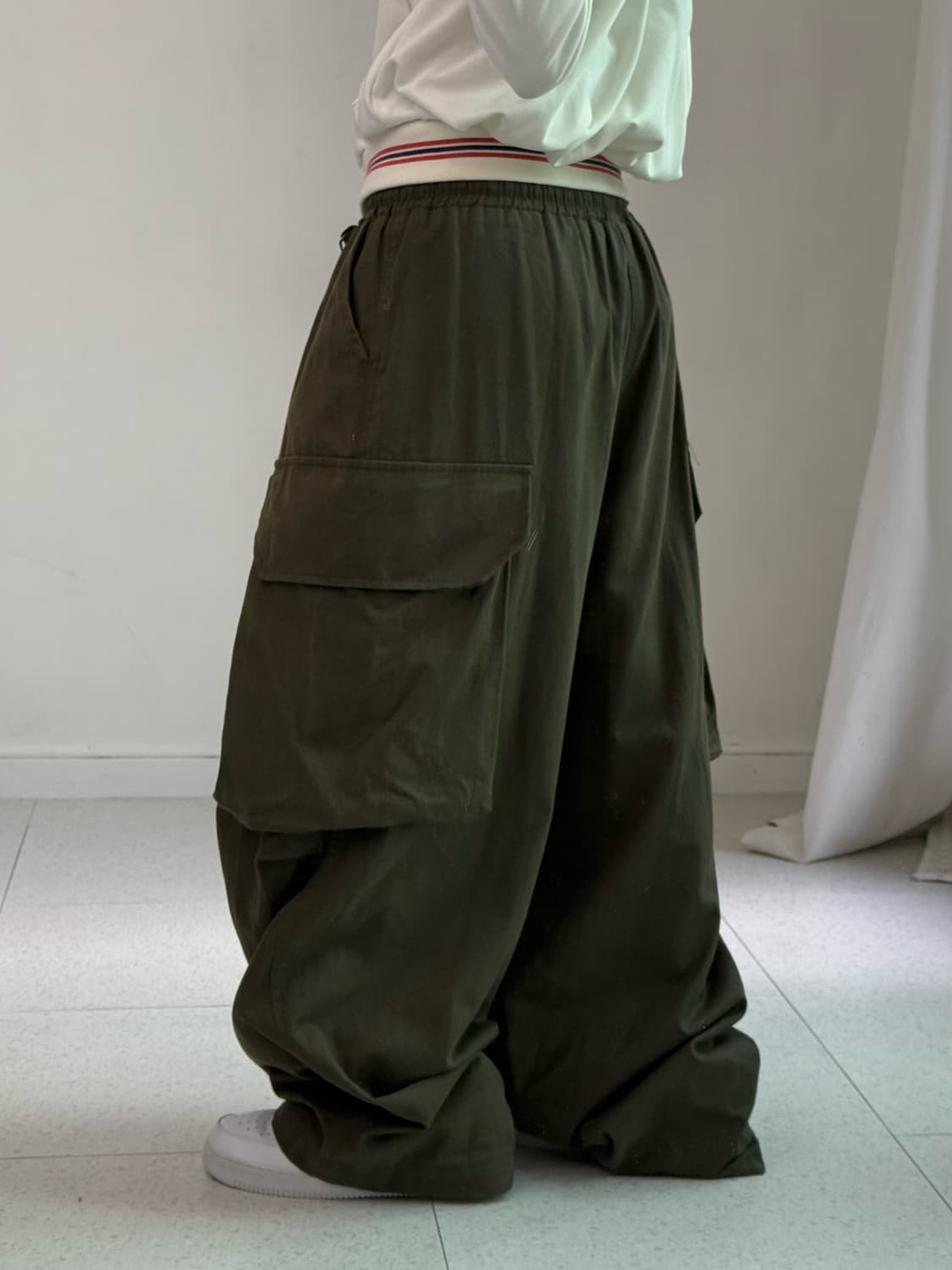 빈티지 와이드 카키 카고 팬츠 상품이미지3