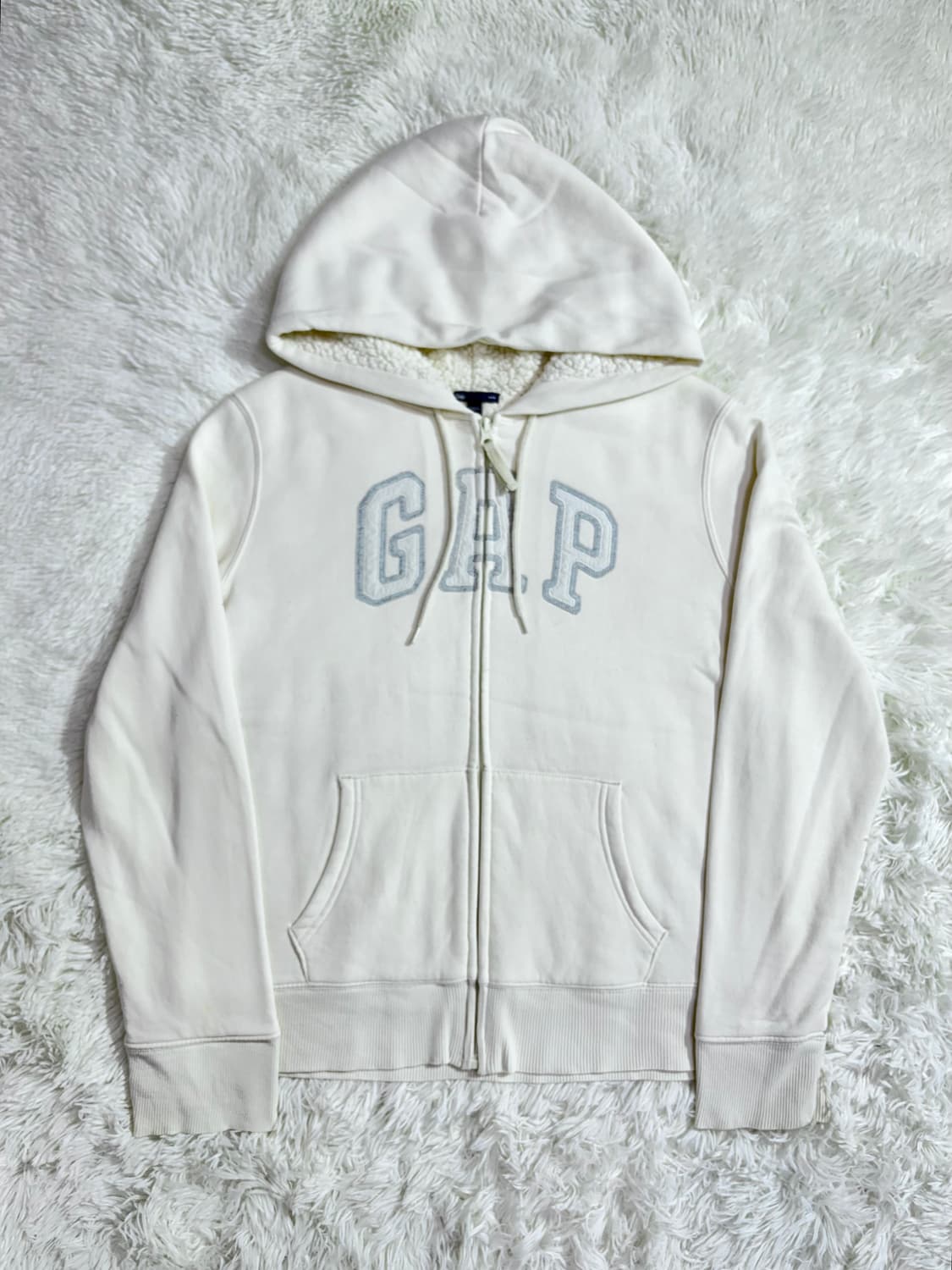 GAP 갭 화이트 오버핏 양털 후드집업  상품이미지3