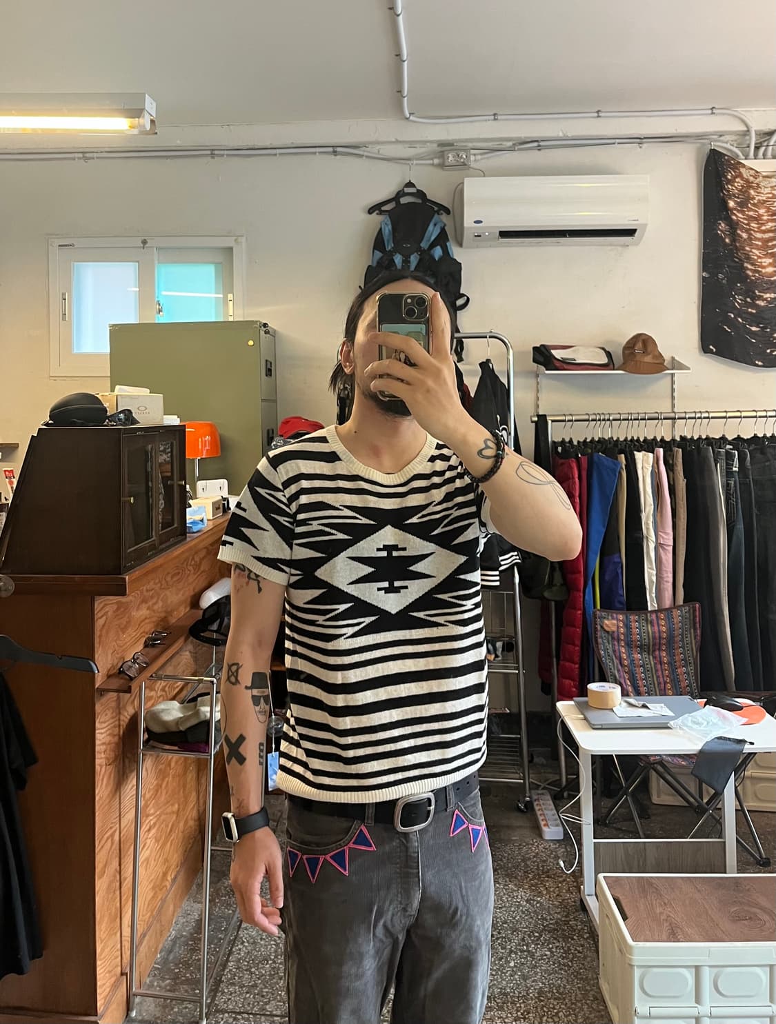나바호패턴 니트 반팔티셔츠 상품이미지2