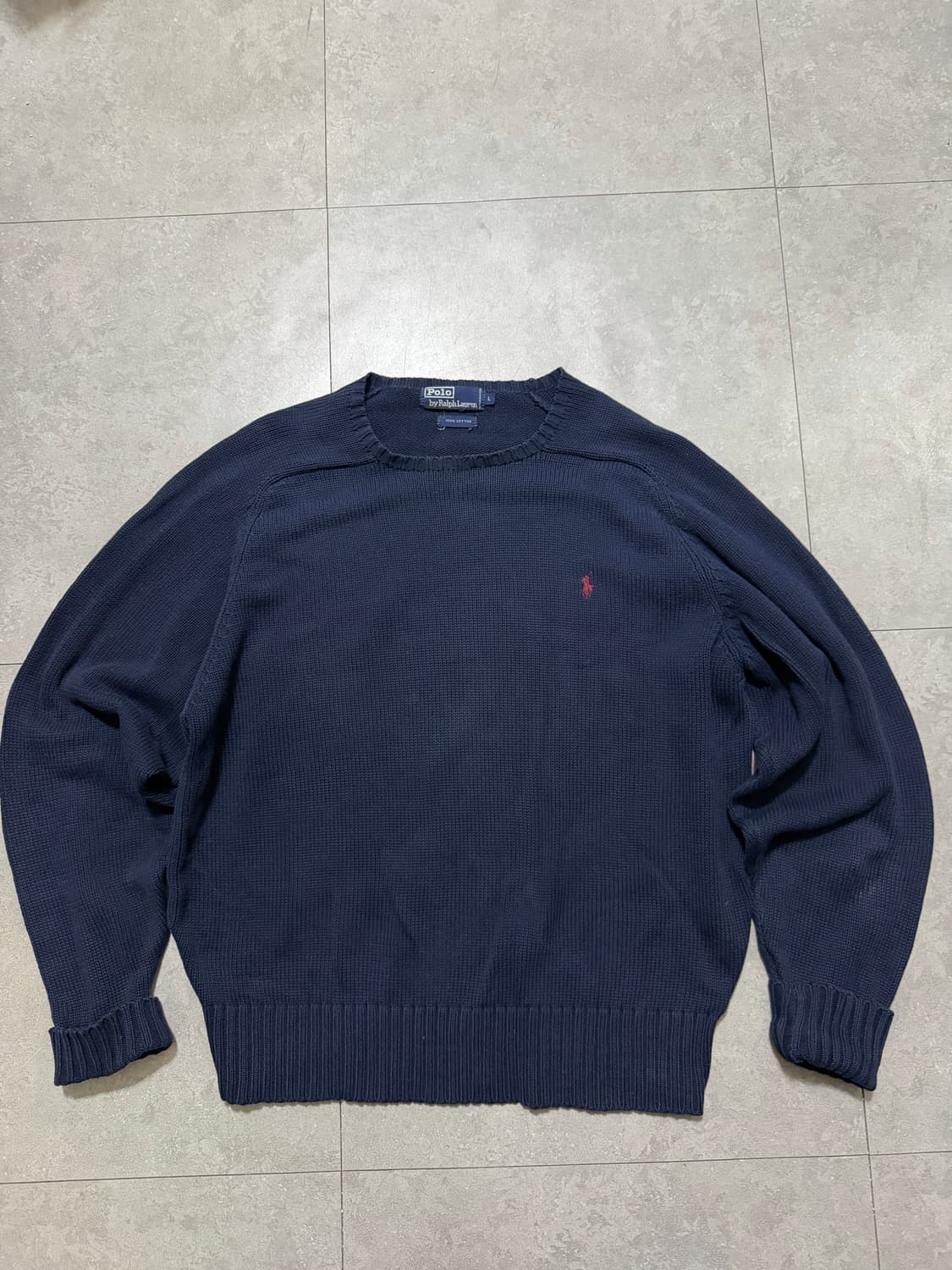 90s 랄프로렌 폴로 네이비컬러  빈티지 코튼 니트 100size   상품이미지1