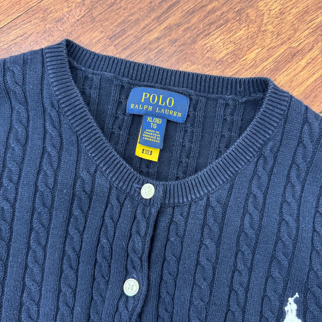여성용 M 폴로 랄프로렌 미니 케이블 네이비 니트 가디건  상품이미지5