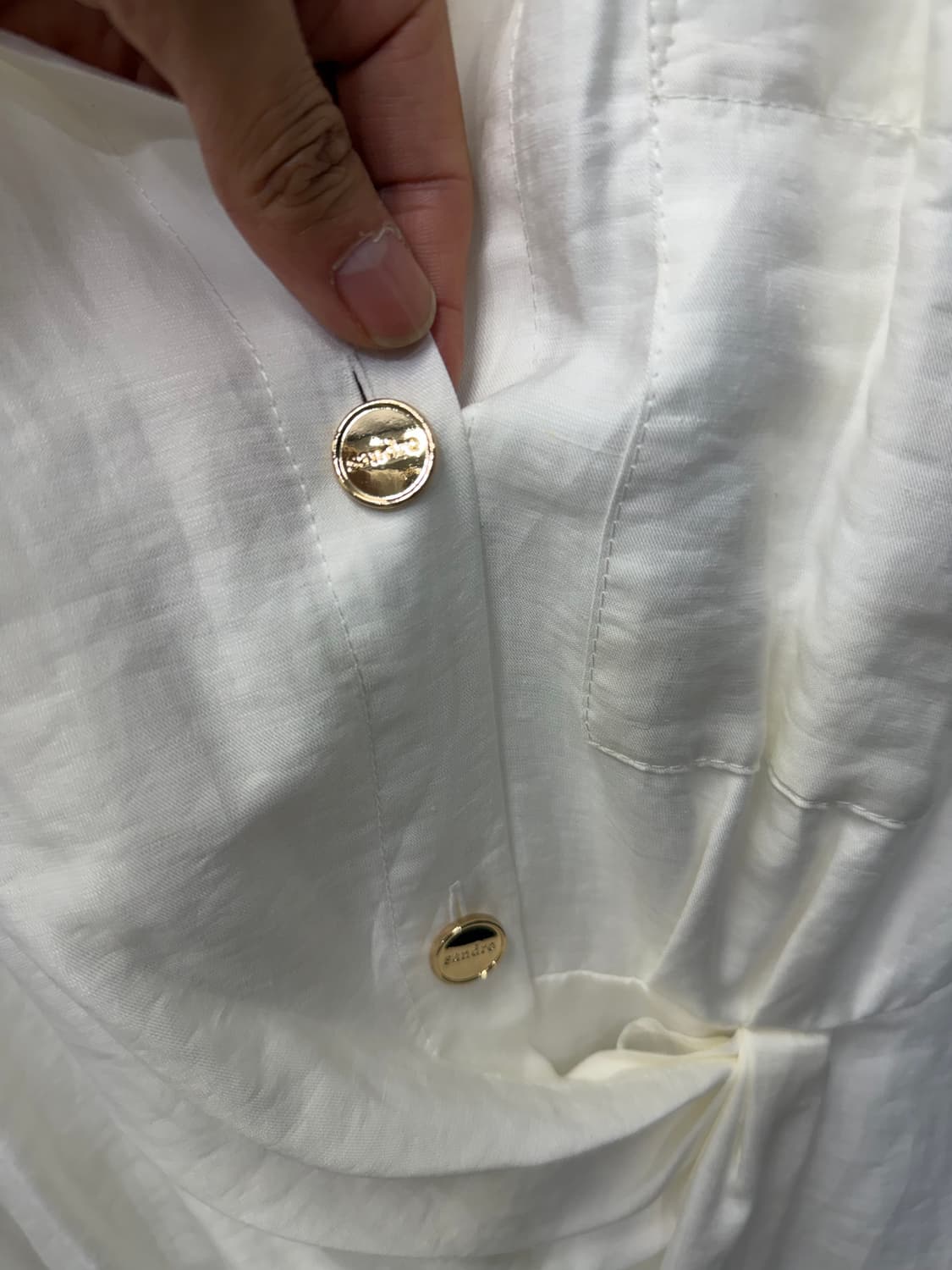 정품) 산드로 화이트 셔츠형 원피스 34 상품이미지3